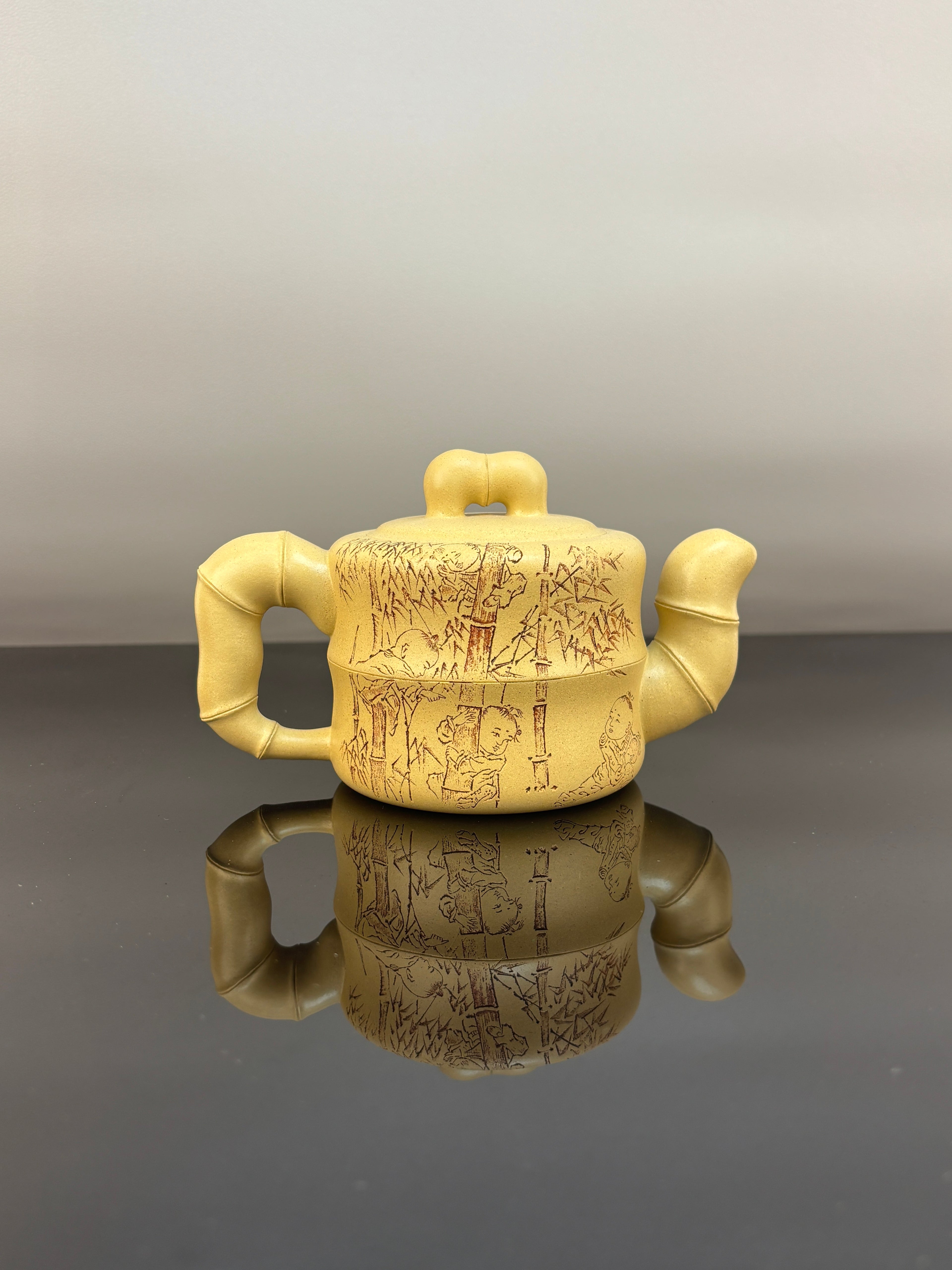 范泽锋嫡传·省大师邱爽➕国大师 邱玉林紫砂潜力重器【知足常乐壶】原矿极品本山绿泥·330cc