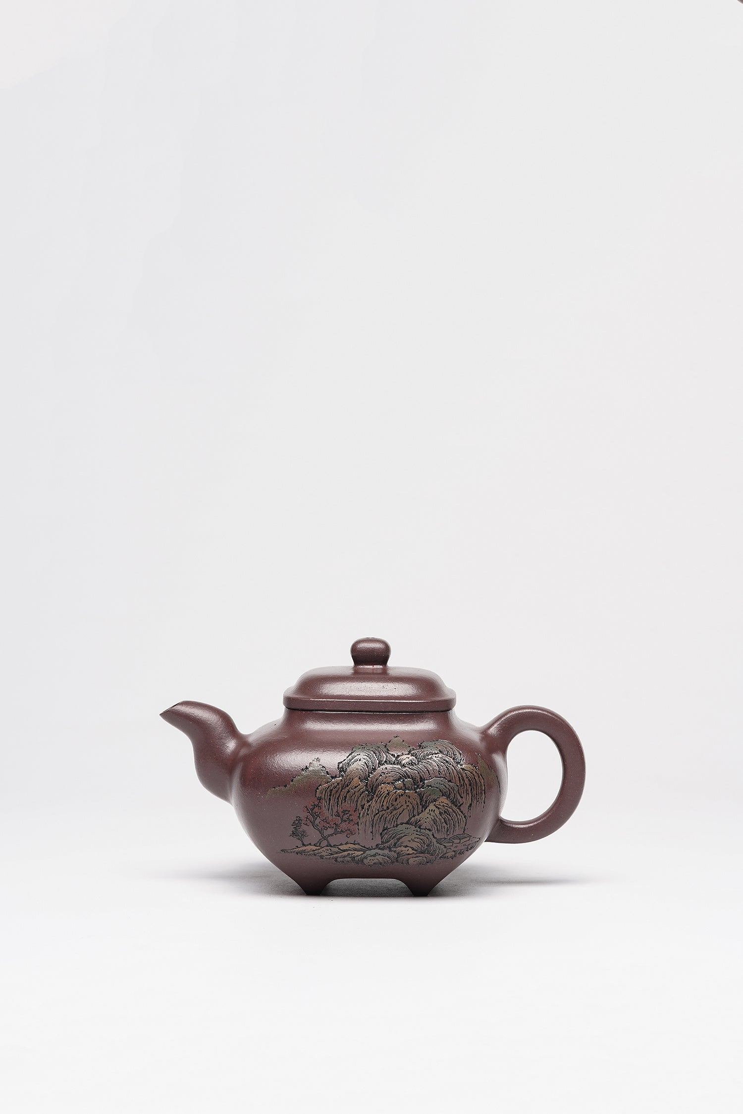 江山入壶·彩刻之巅 李峰大师恭王府馆藏臻品《传炉壶》原矿极品老紫泥 260cc