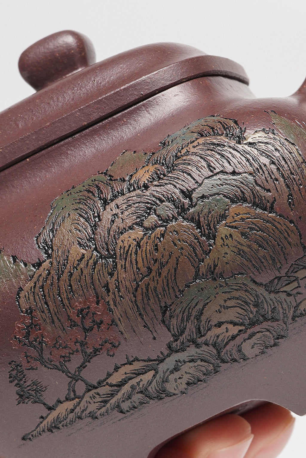 江山入壶·彩刻之巅 李峰大师恭王府馆藏臻品《传炉壶》原矿极品老紫泥 260cc