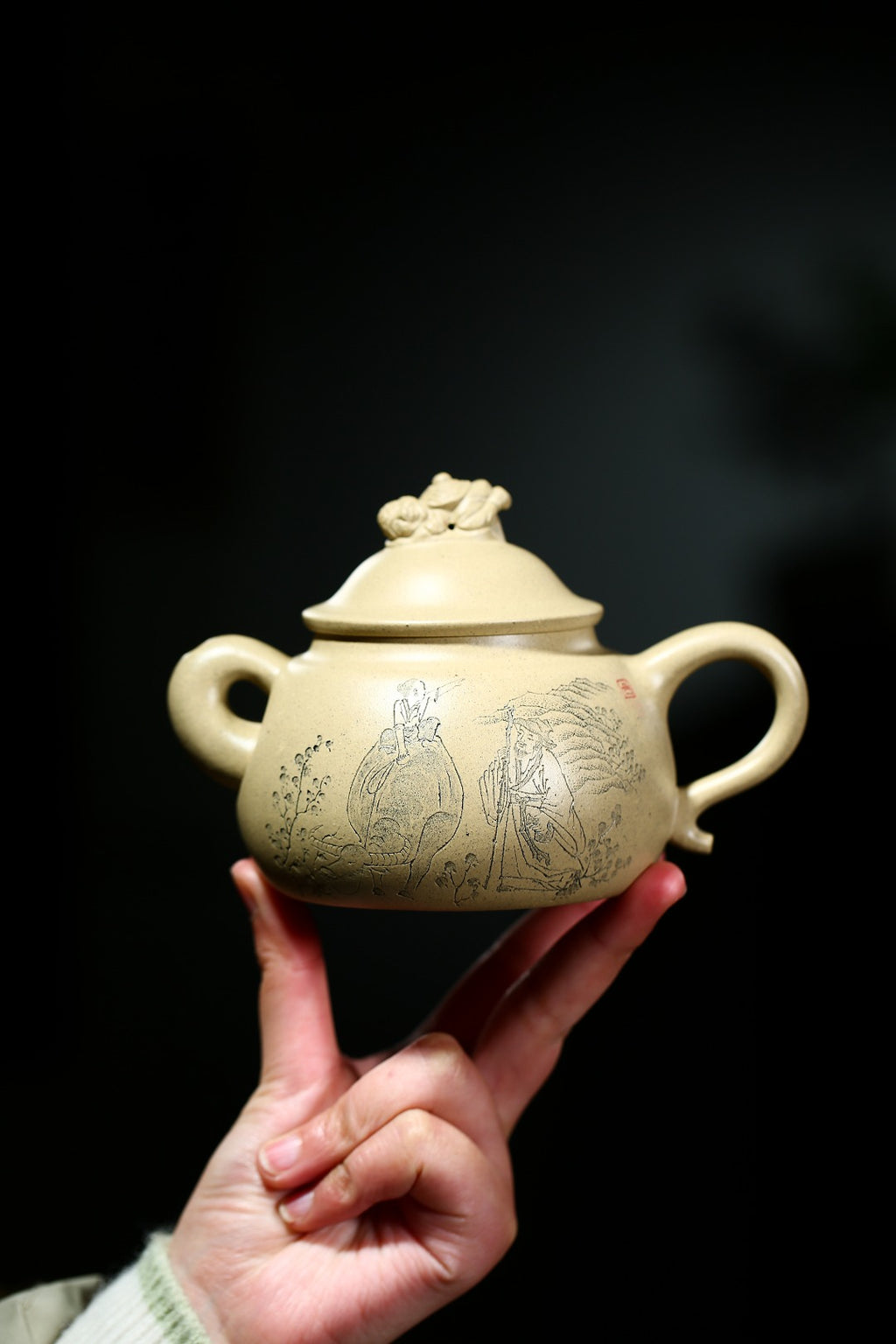 珍藏送礼级紫砂重器｜高级工艺美术师·许时娟 亲制【牧牛壶】原矿白玉段 300cc