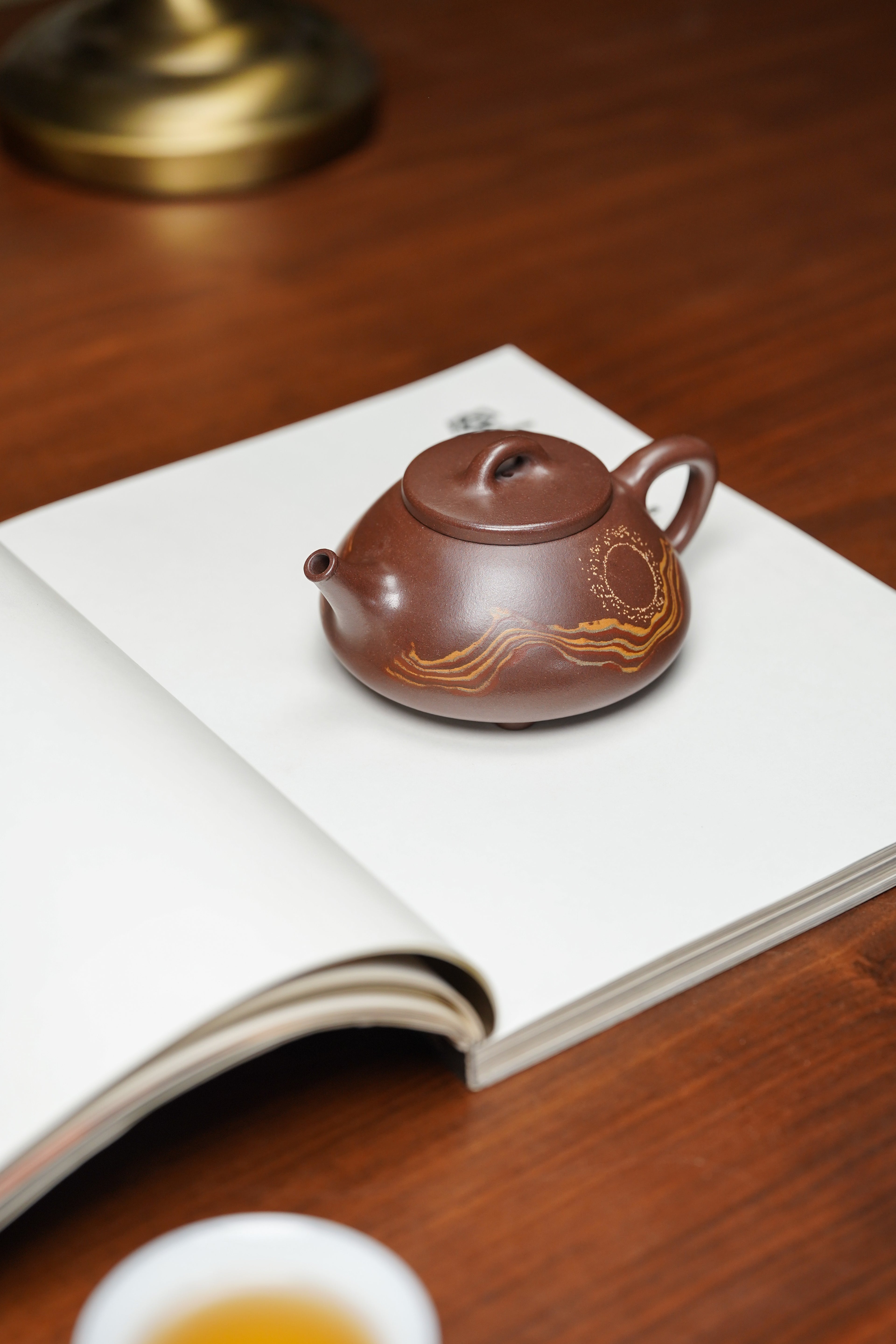 范泽锋嫡传·省大师邱爽紫砂潜力重器【流云石瓢壶】原矿极品老紫泥·180cc