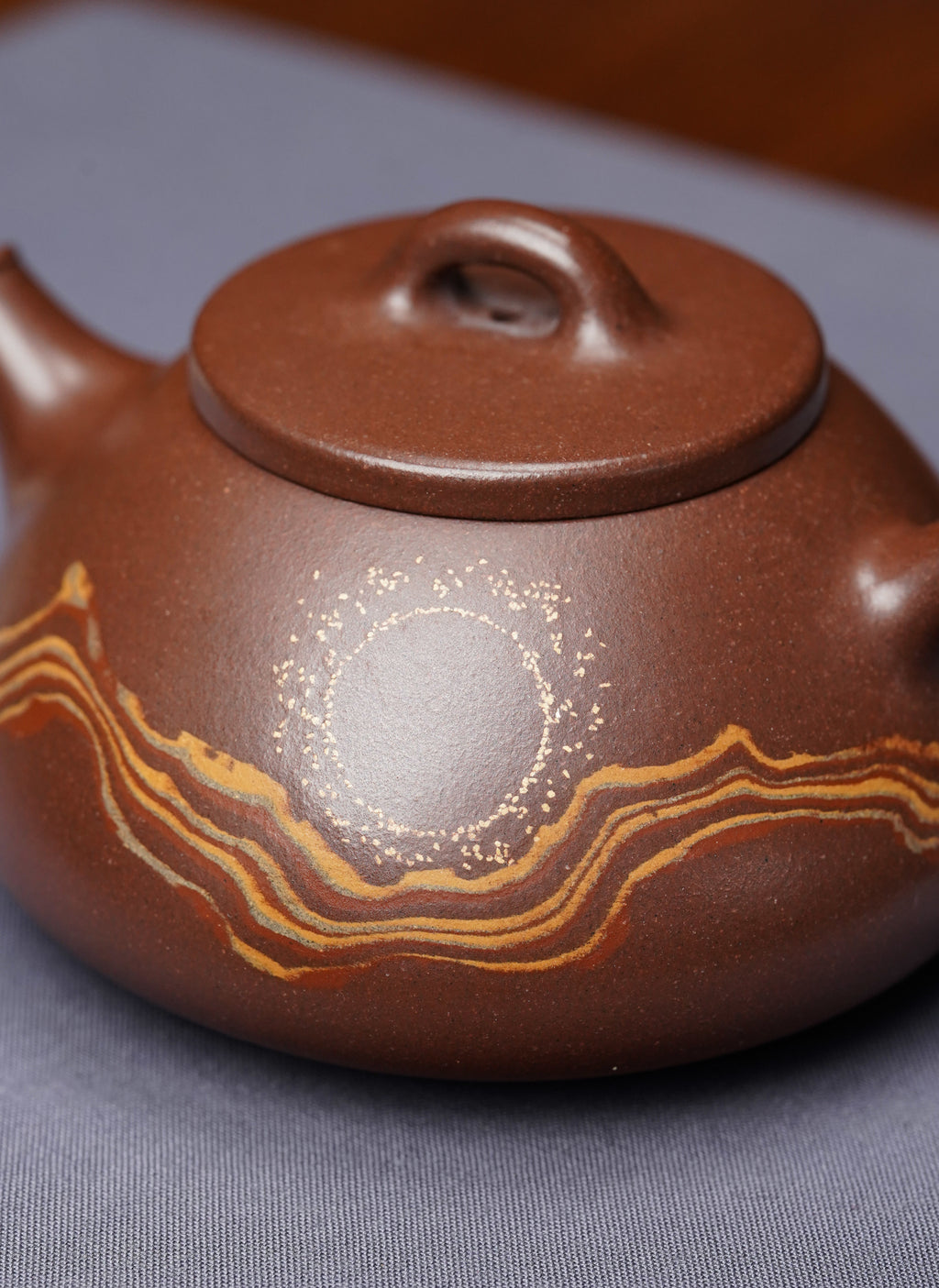范泽锋嫡传·省大师邱爽紫砂潜力重器【流云石瓢壶】原矿极品老紫泥·180cc