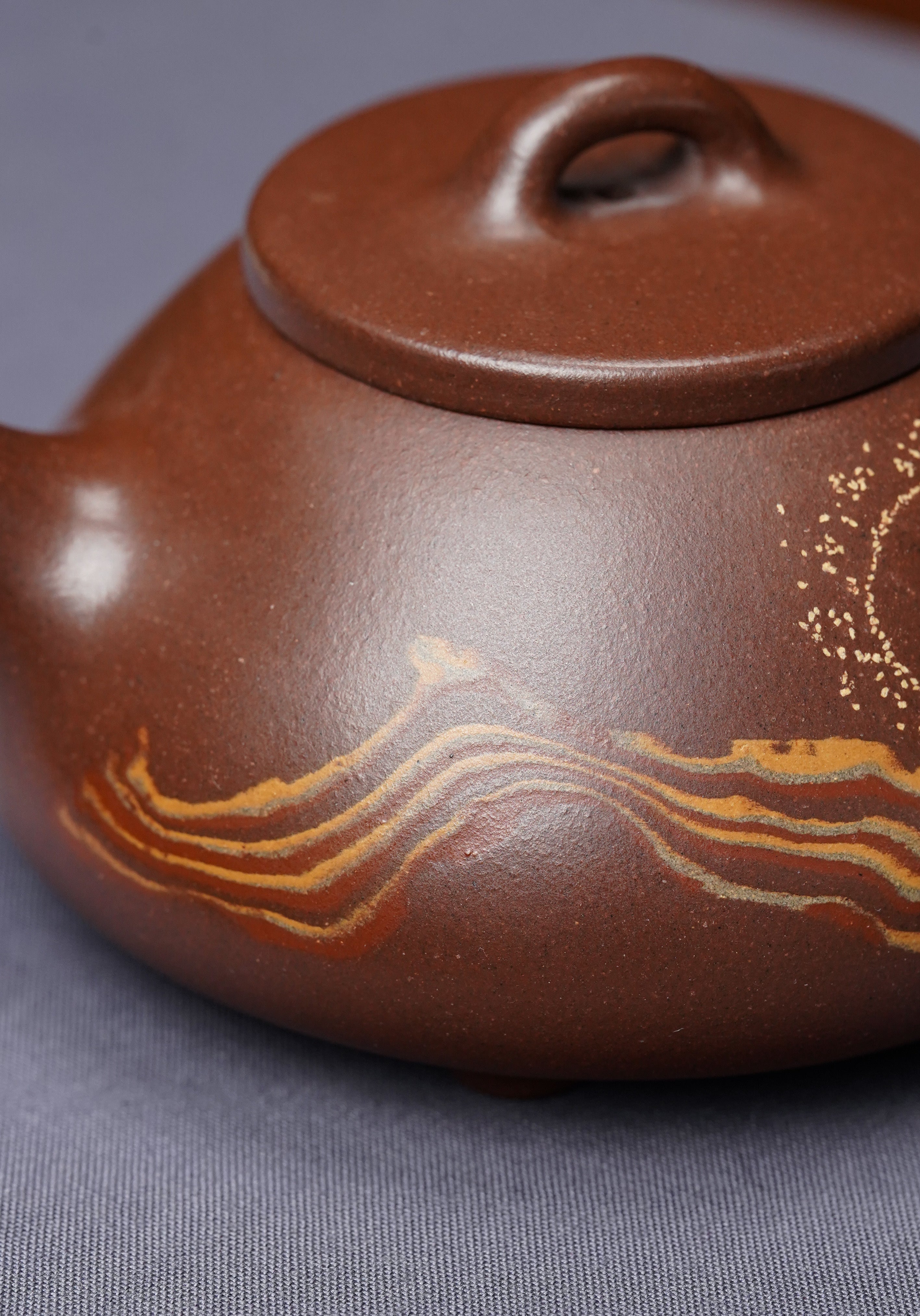 范泽锋嫡传·省大师邱爽紫砂潜力重器【流云石瓢壶】原矿极品老紫泥·180cc