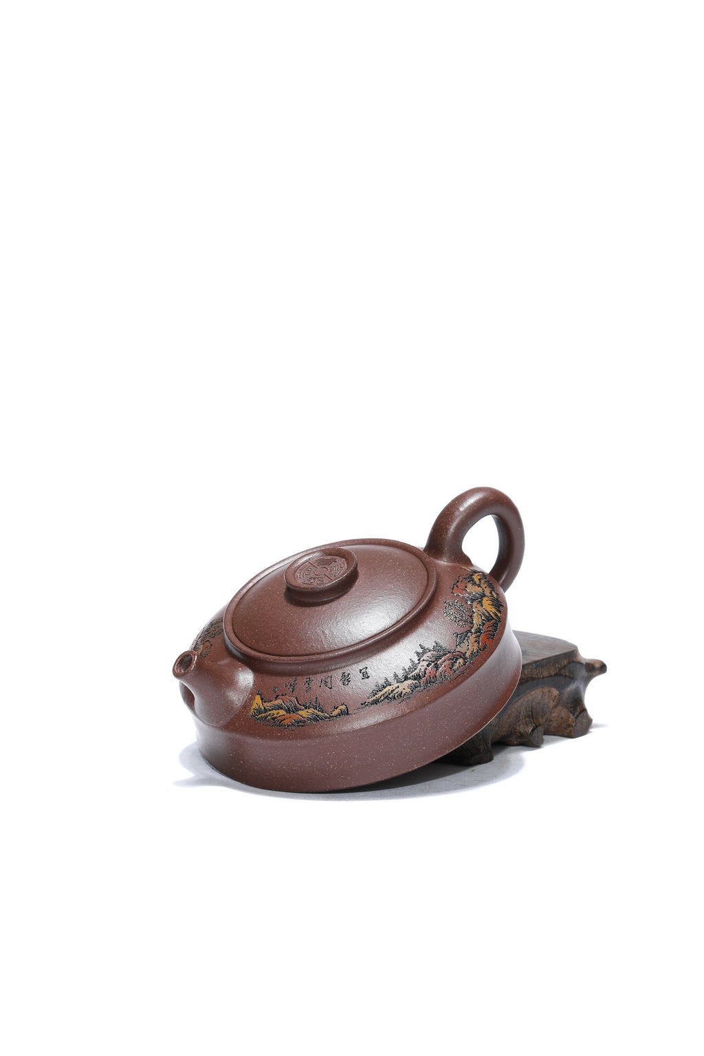 江山入壶·彩刻之巅🇨🇳李峰大师恭王府馆藏臻品《延年益寿壶》原矿极品老紫泥·180cc