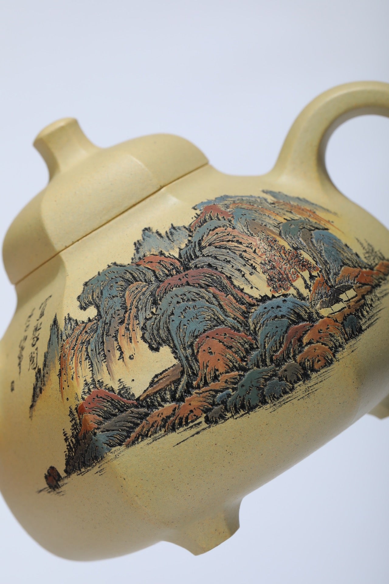 江山入壶·彩刻之巅🇨🇳李峰大师恭王府馆藏臻品《六方乳鼎壶》原矿极品本山绿泥·250cc