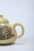江山入壶·彩刻之巅🇨🇳李峰大师恭王府馆藏臻品《六方乳鼎壶》原矿极品本山绿泥·250cc