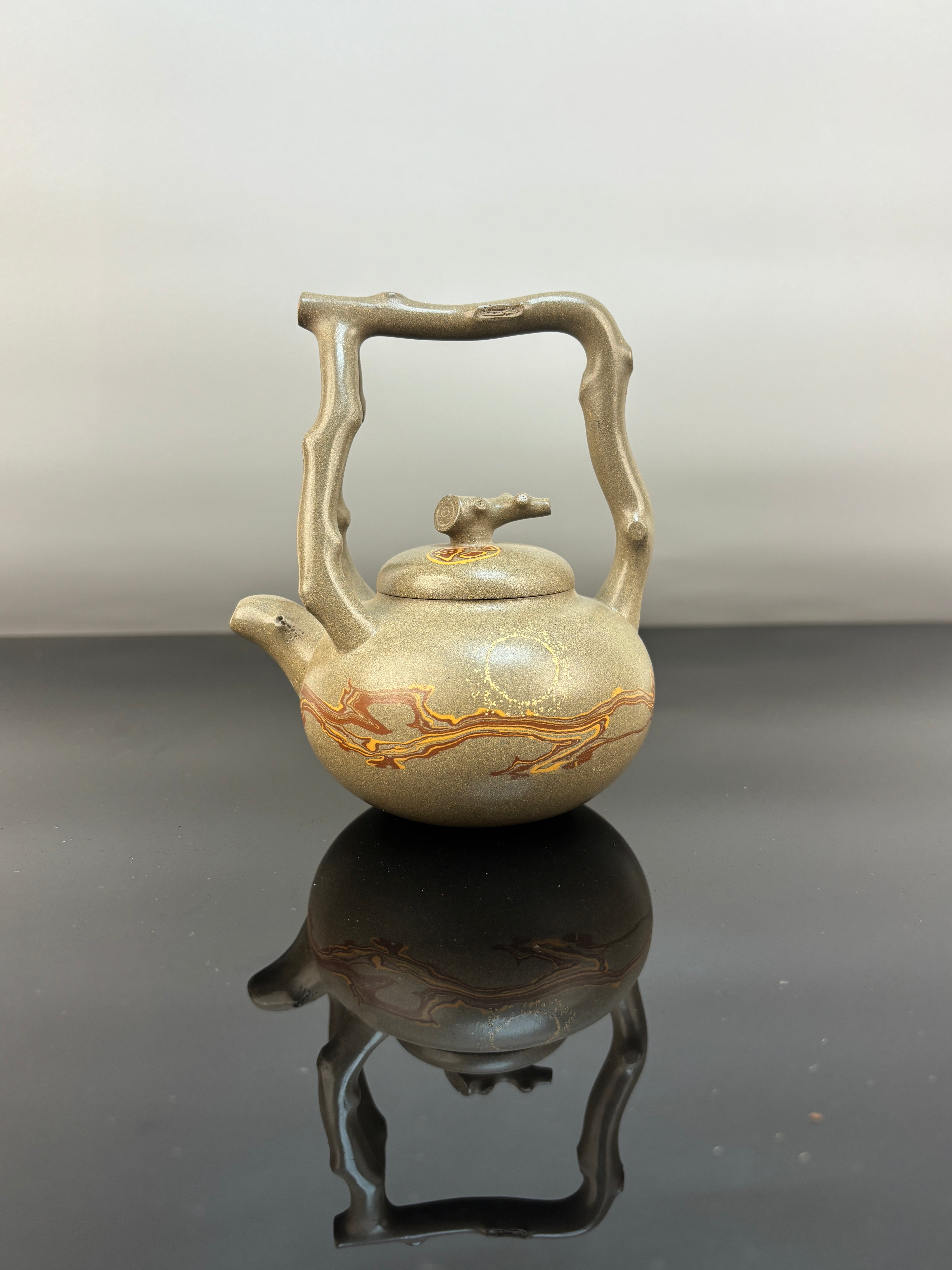 范泽锋嫡传·省大师邱爽紫砂潜力重器【东坡提梁壶】原矿极品蟹壳青段泥·250cc