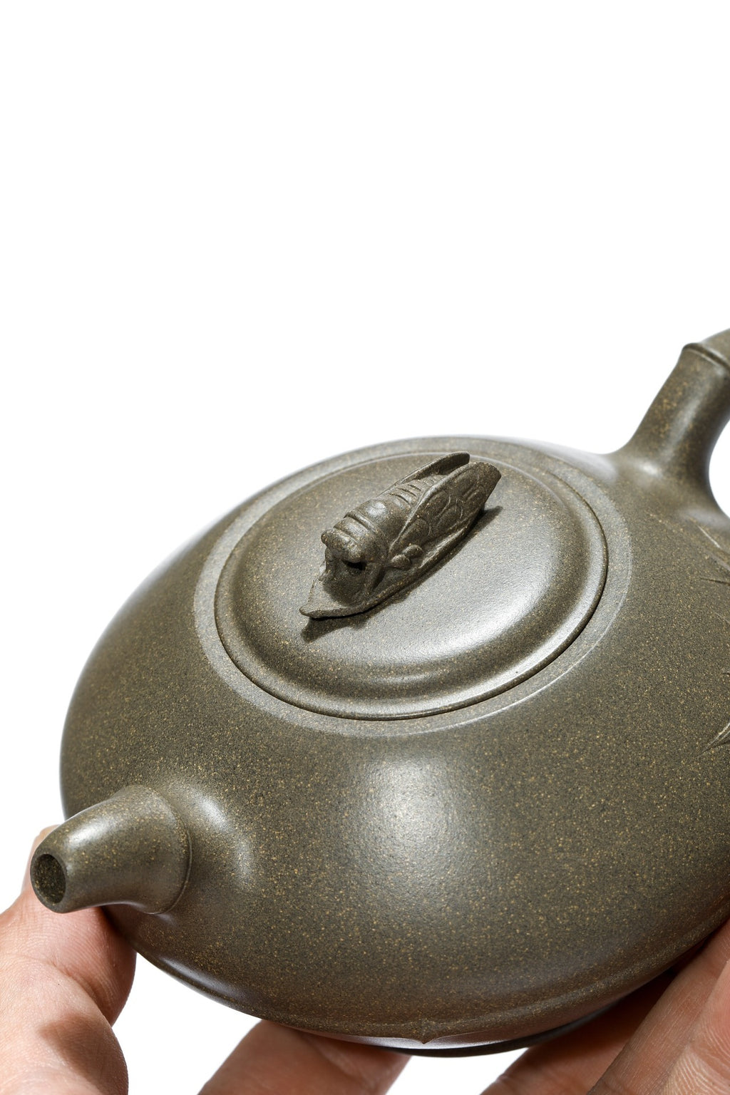 紫砂非遗花器泰斗·蒋蓉唯一嫡传｜蒋艺华亲制臻品【知足常乐壶】原矿极品蟹壳青段·320cc