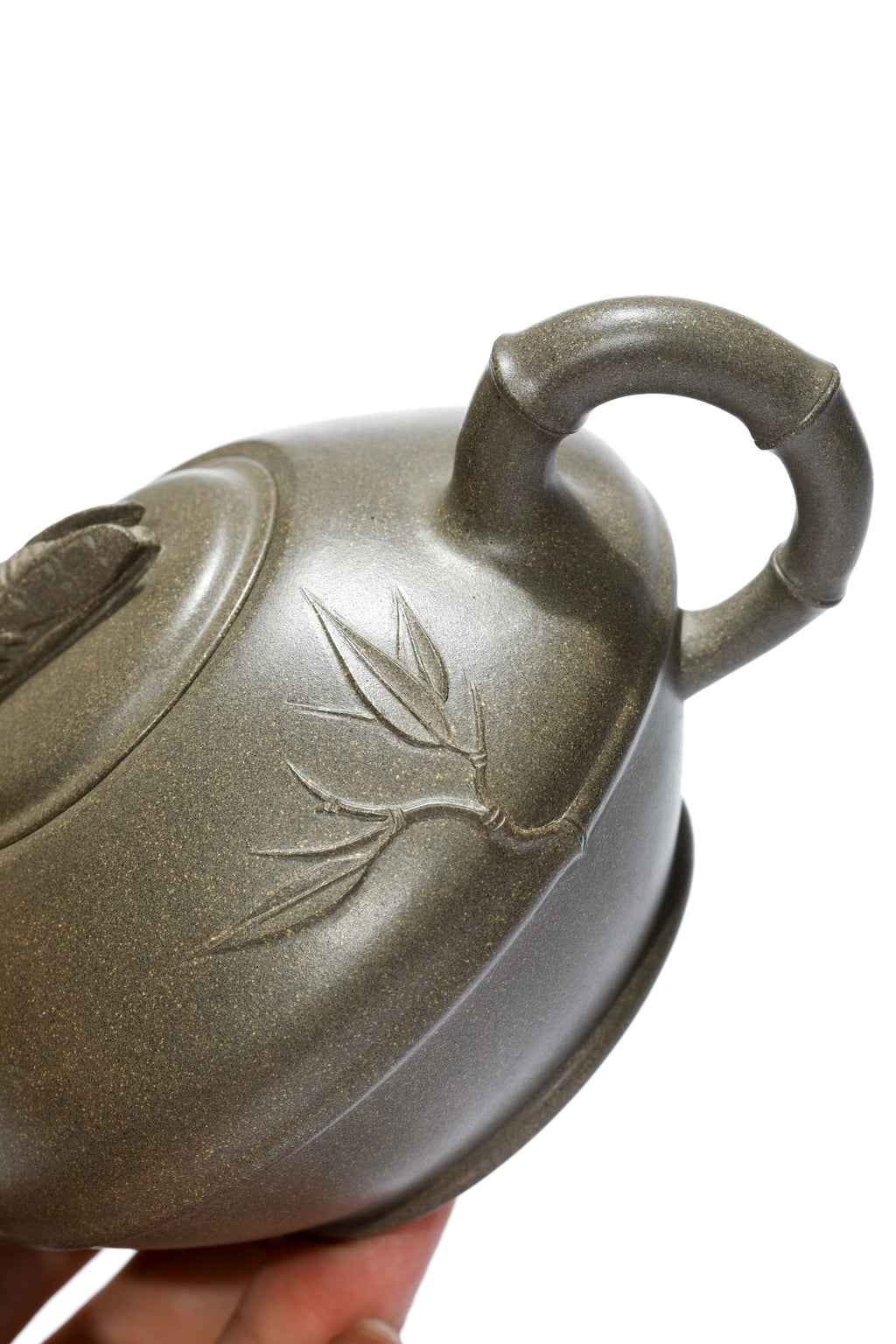 紫砂非遗花器泰斗·蒋蓉唯一嫡传｜蒋艺华亲制臻品【知足常乐壶】原矿极品蟹壳青段·320cc