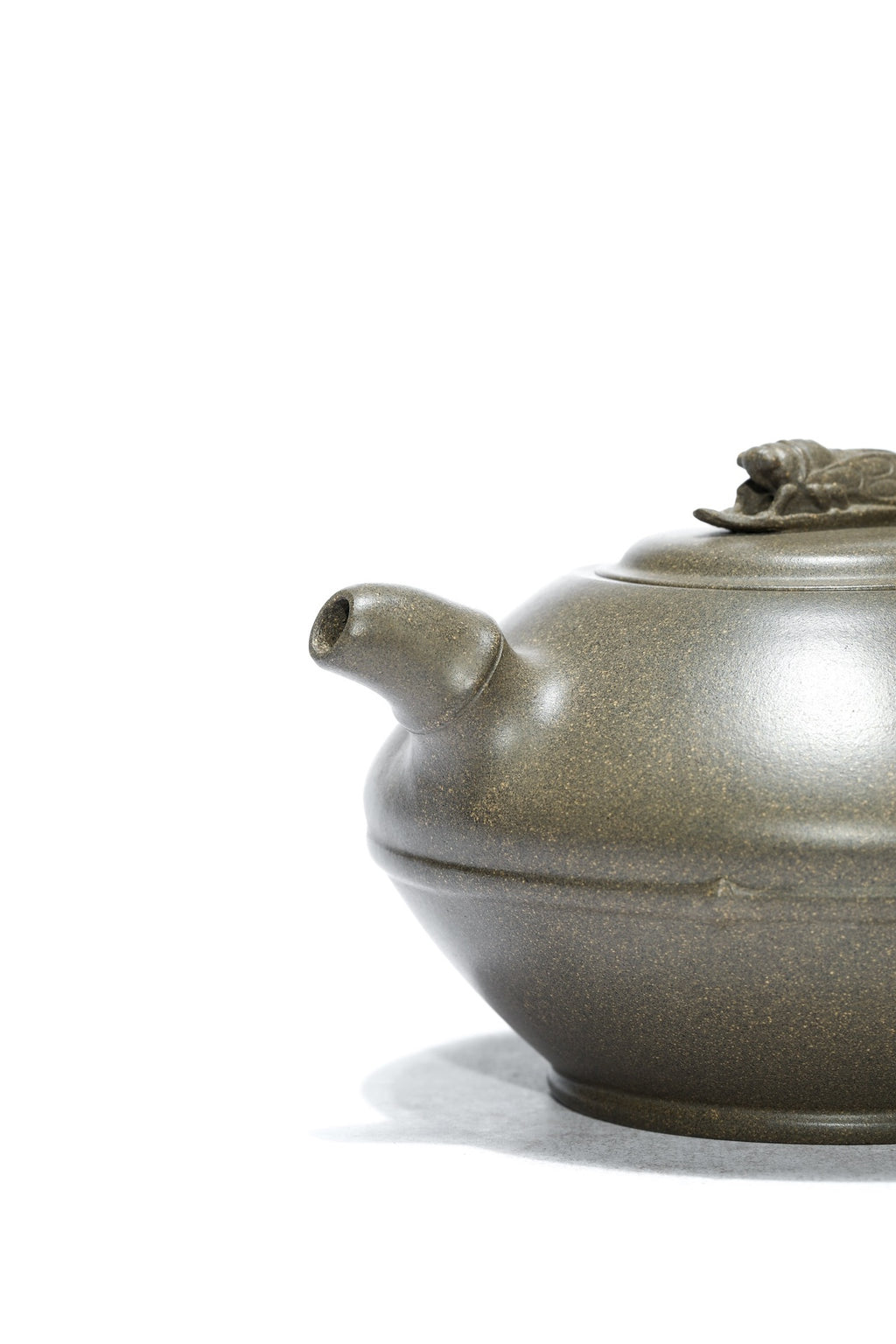 紫砂非遗花器泰斗·蒋蓉唯一嫡传｜蒋艺华亲制臻品【知足常乐壶】原矿极品蟹壳青段·320cc
