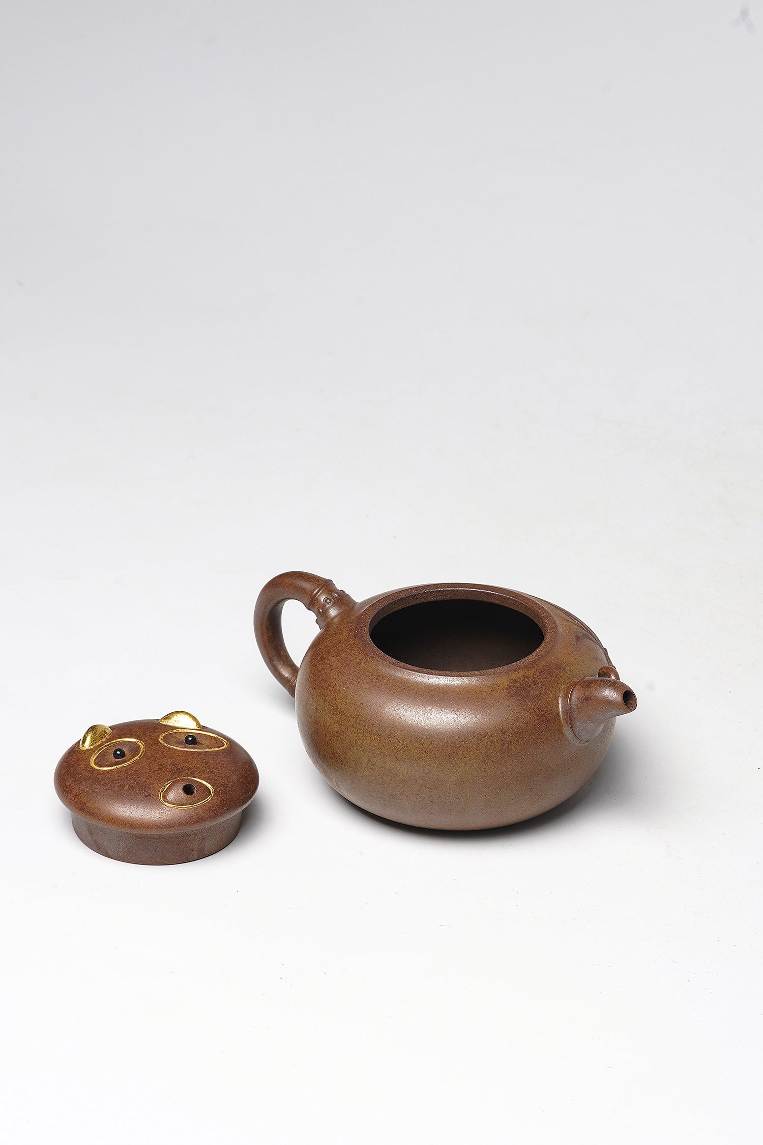 紫砂非遗花器泰斗·蒋蓉唯一嫡传｜蒋艺华亲制臻品【胸有成竹壶】原矿极品黄金段柴烧·180cc