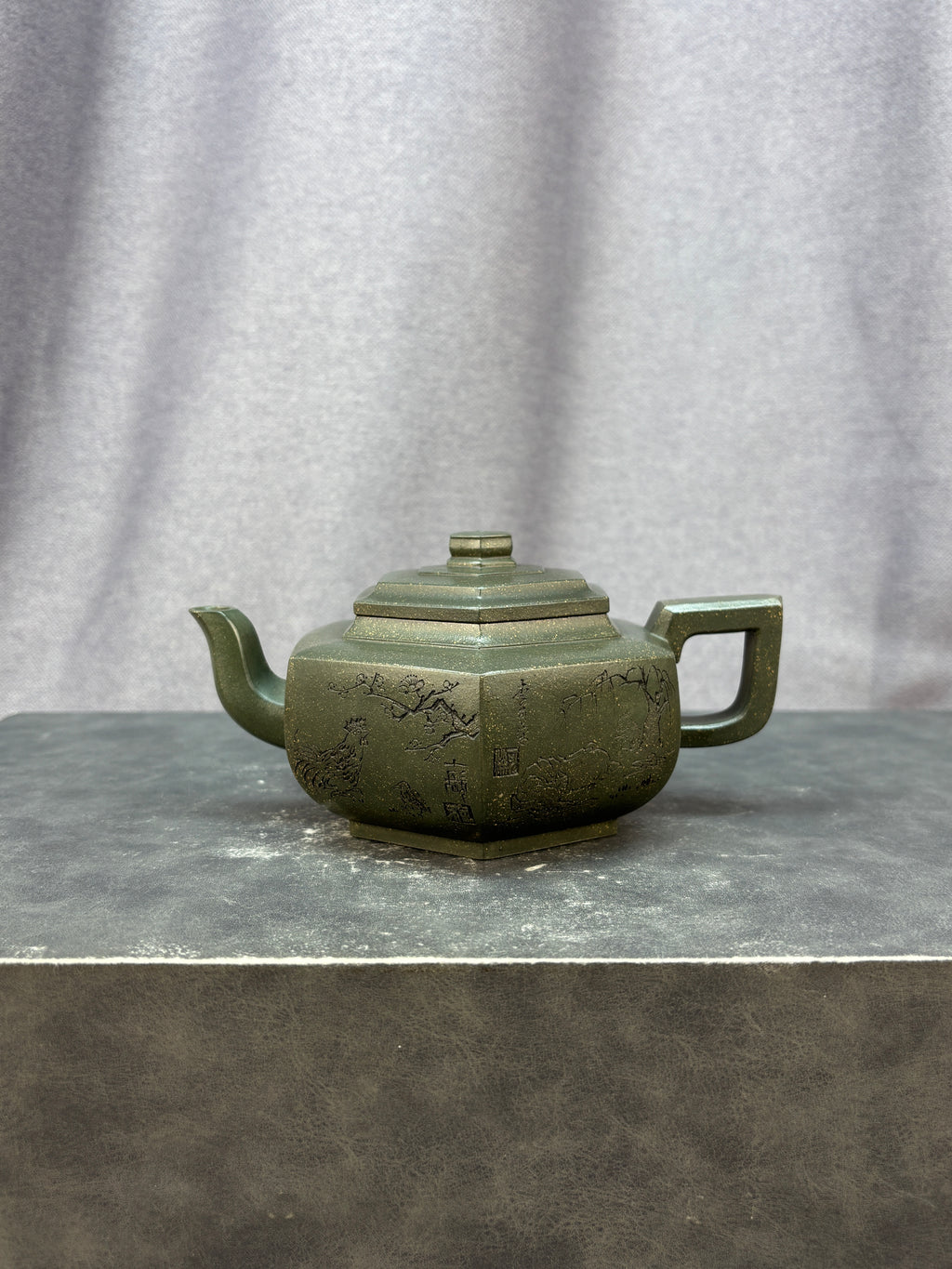 程辉大师 紫砂界功勋级领军人物·典藏臻品《六方雪华壶》原矿极品景舟绿泥·350cc