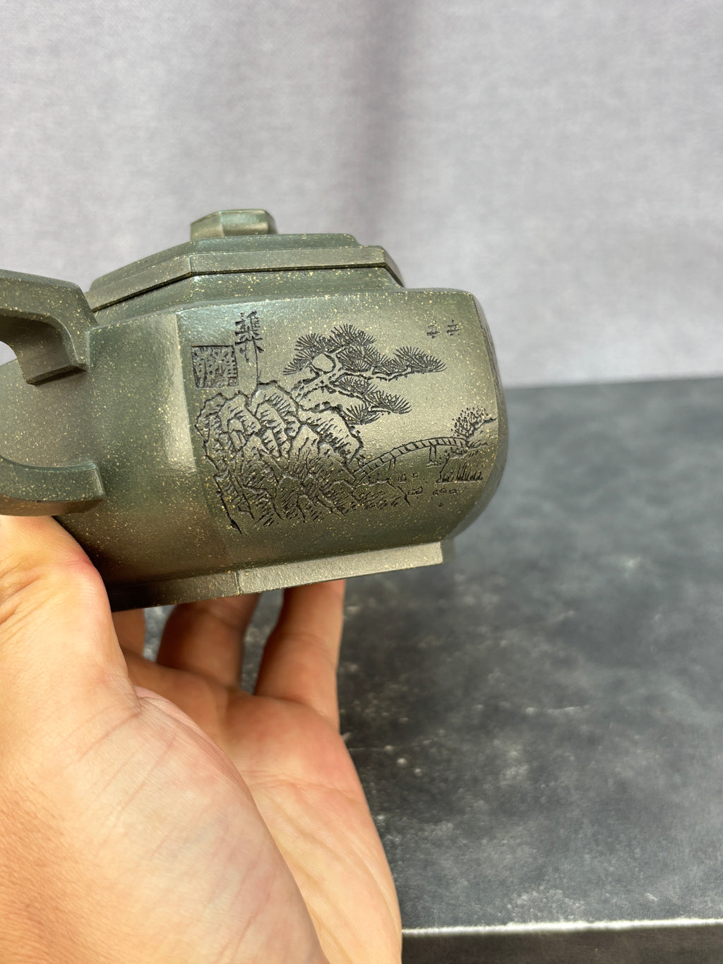 程辉大师 紫砂界功勋级领军人物·典藏臻品《六方雪华壶》原矿极品景舟绿泥·350cc