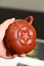 『上合桃』 极品皱皮朱泥·容量280cc·9孔出水·王岳龄·国家级正高级工艺美术师（双研高）
