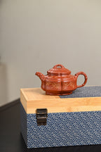 『六方竹鼓』 极品皱皮朱泥·容量300cc·9孔出水·王岳龄·国家级正高级工艺美术师（双研高）