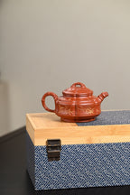 『六方竹鼓』 极品皱皮朱泥·容量300cc·9孔出水·王岳龄·国家级正高级工艺美术师（双研高）