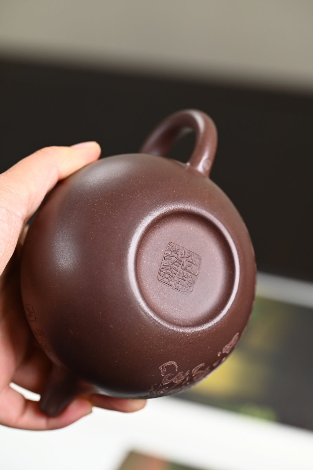 『掇球』 老青灰·容量350cc·14孔出水·内推·王岳龄·国家级正高级工艺美术师（双研高）