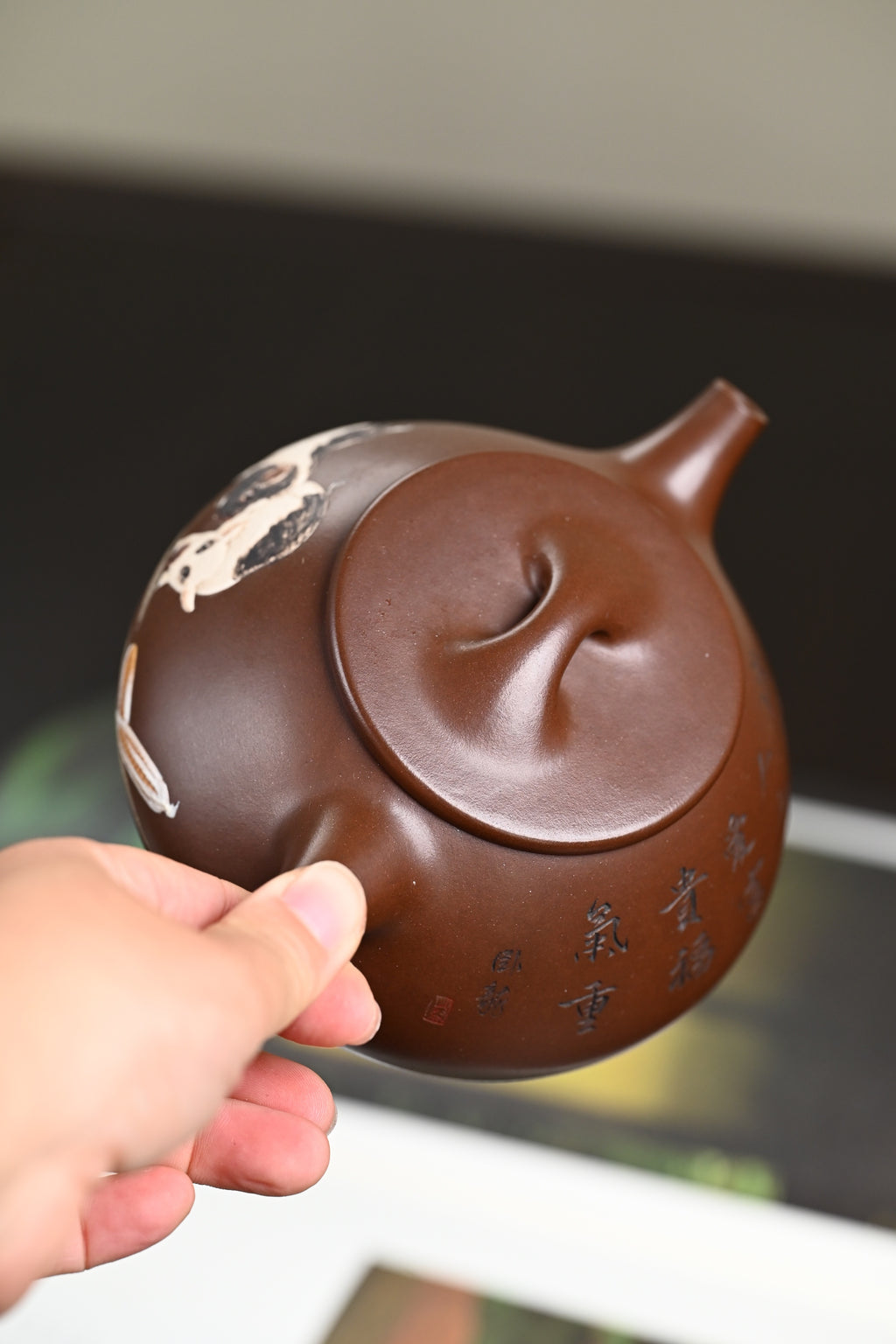 『景舟石瓢』 文革老紫泥·容量400cc·14孔出水·王岳龄·国家级正高级工艺美术师（双研高） - ZishaTeapotChina