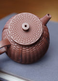 范泽锋大师高徒·省大师邱爽紫砂潜力重器【竹编鱼罩壶】原矿优质老紫泥·160cc
