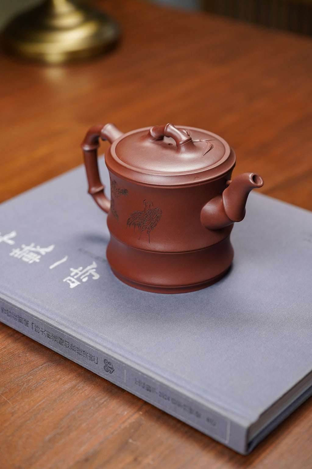 蒋蓉嫡脉 传世花器】紫砂非遗花器泰斗｜蒋艺华亲制【一品竹段壶】原矿极品底槽清·420cc