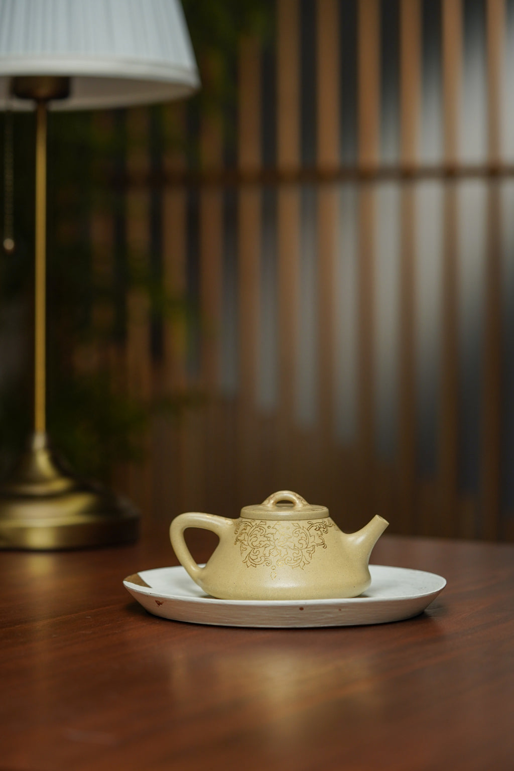 紫砂非遗花器泰斗·蒋蓉唯一嫡传｜蒋艺华亲制巅峰臻品【子冶石瓢壶】原矿极品本山绿泥 200cc
