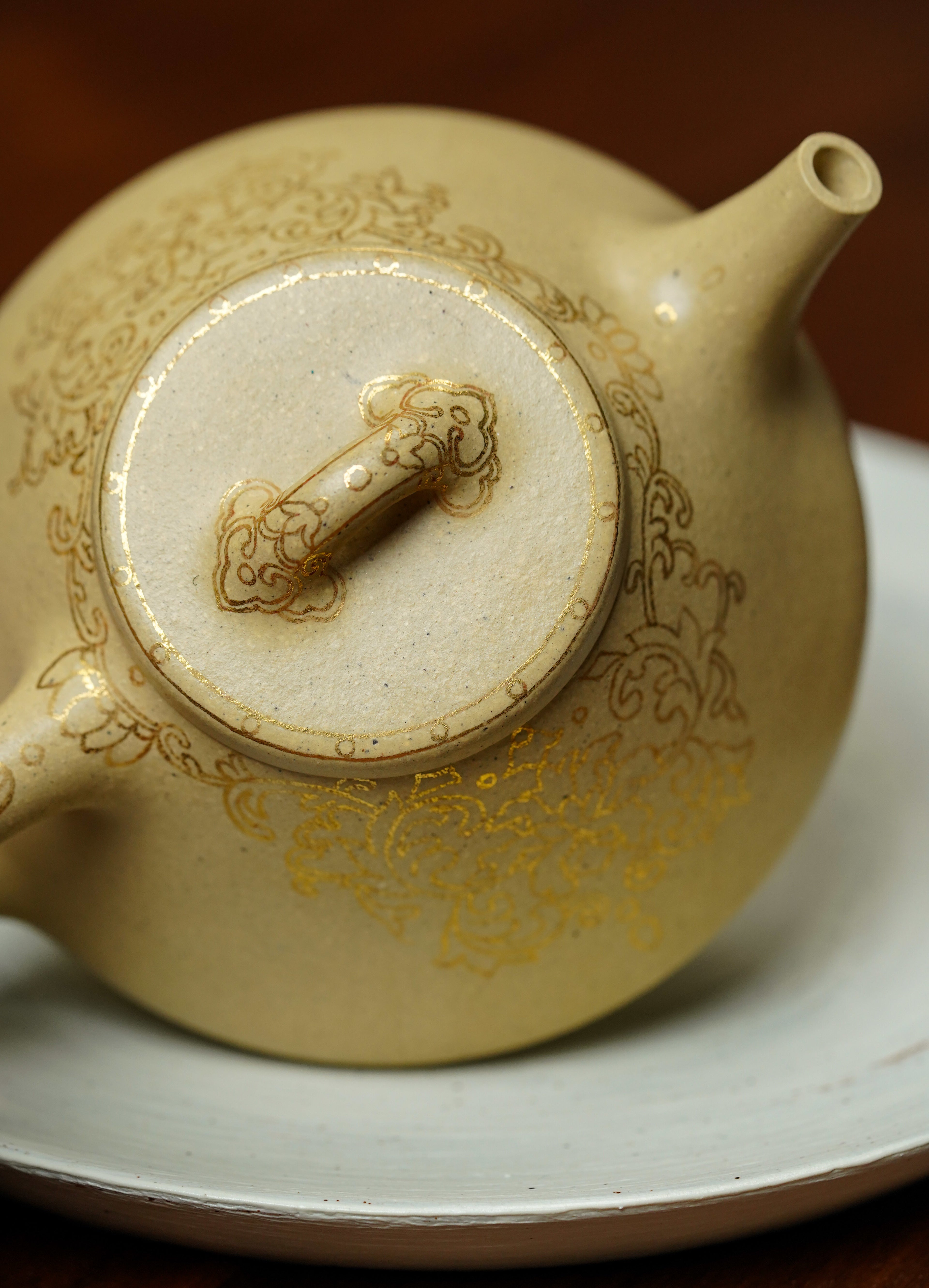 紫砂非遗花器泰斗·蒋蓉唯一嫡传｜蒋艺华亲制巅峰臻品【子冶石瓢壶】原矿极品本山绿泥 200cc