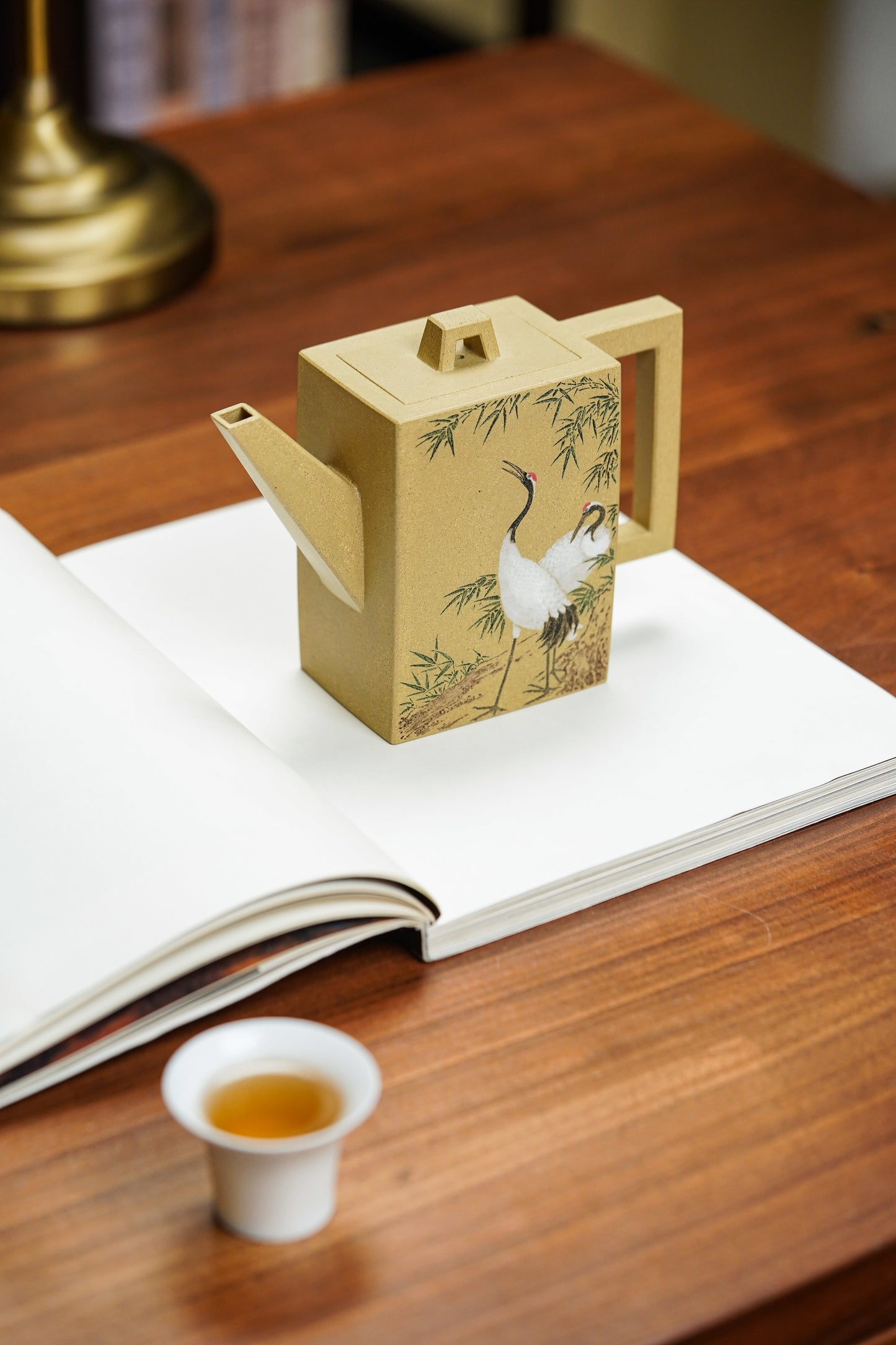 沈更轶大师紫砂巅峰之作· 大拍31万同款【砖方壶】原矿优质本山绿泥·480cc