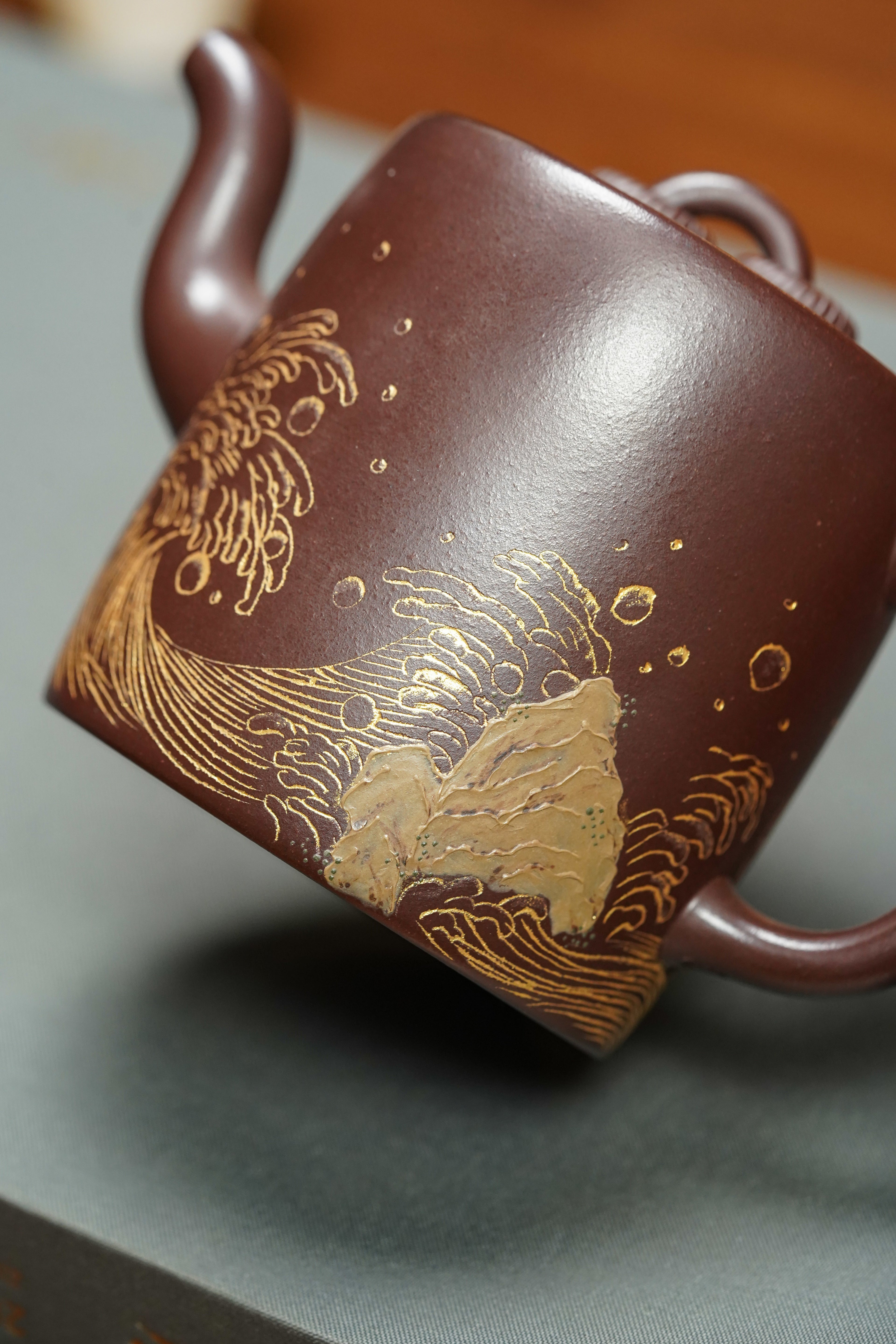 紫砂泰斗顾景舟传承·双国大师匠心之作【景舟双圈壶】家藏原矿极品紫茄泥·280cc