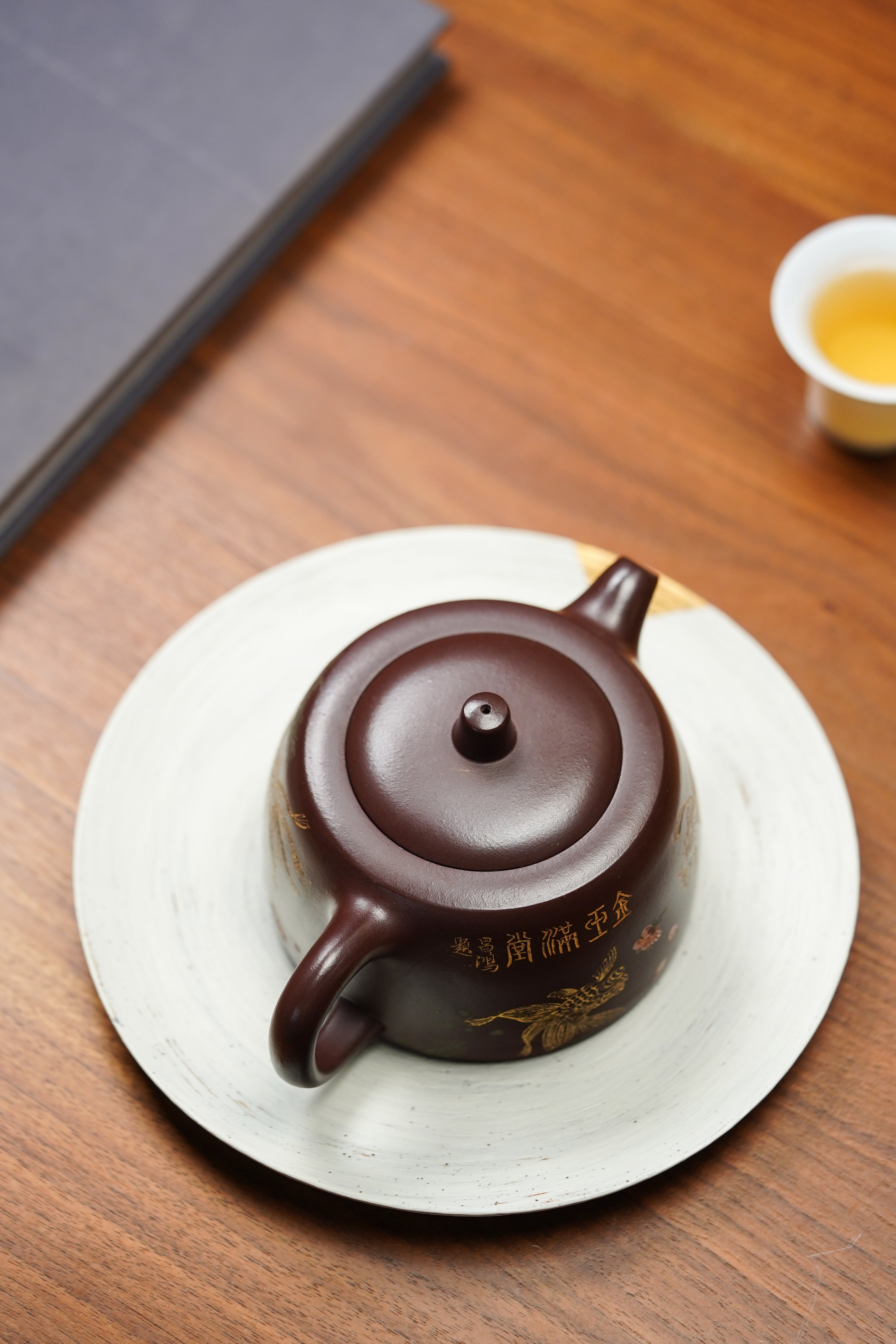 紫砂泰斗顾景舟传承·双国大师匠心之作【景舟天际壶】原矿极品紫茄泥 300cc