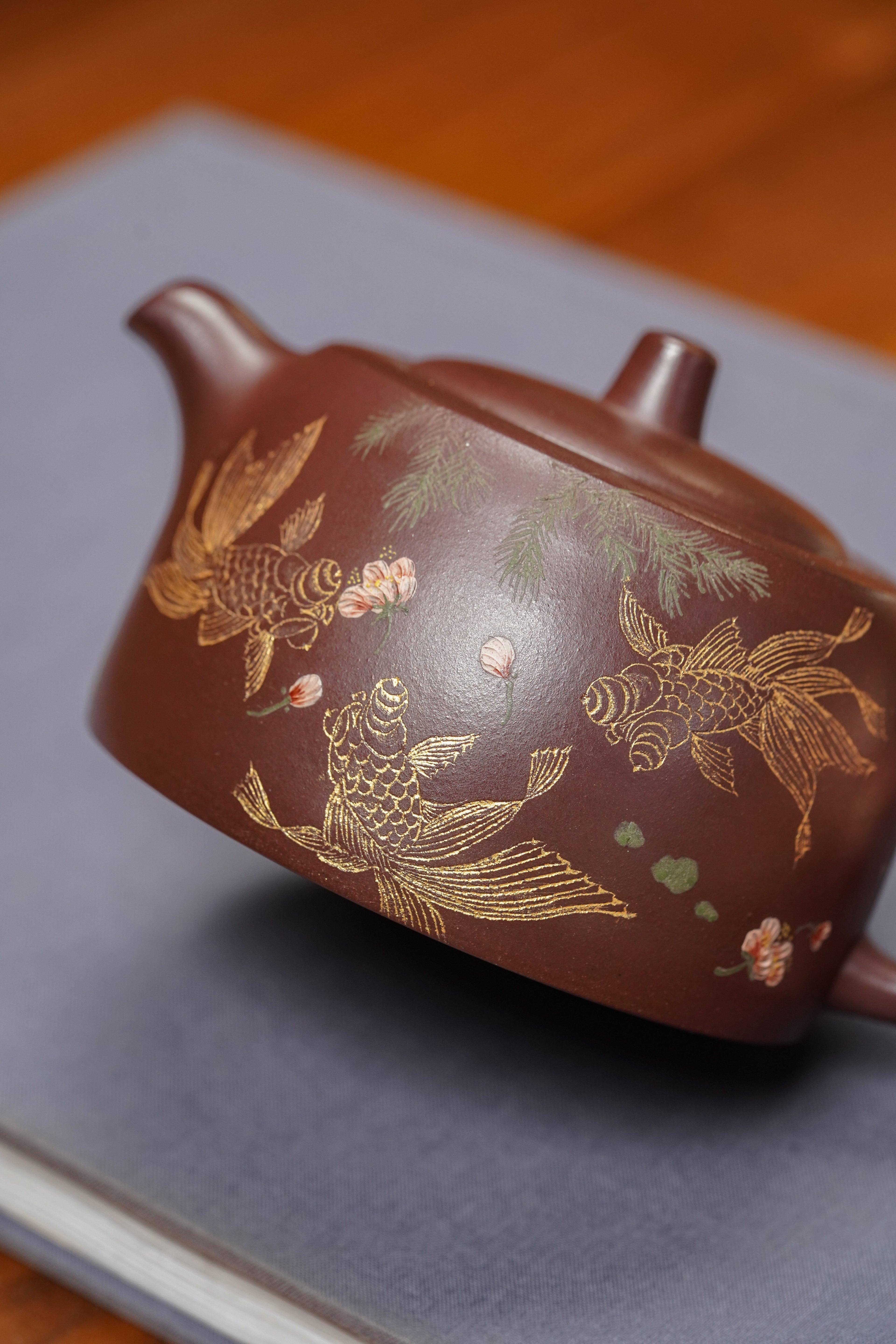 紫砂泰斗顾景舟传承·双国大师匠心之作【景舟天际壶】原矿极品紫茄泥 300cc
