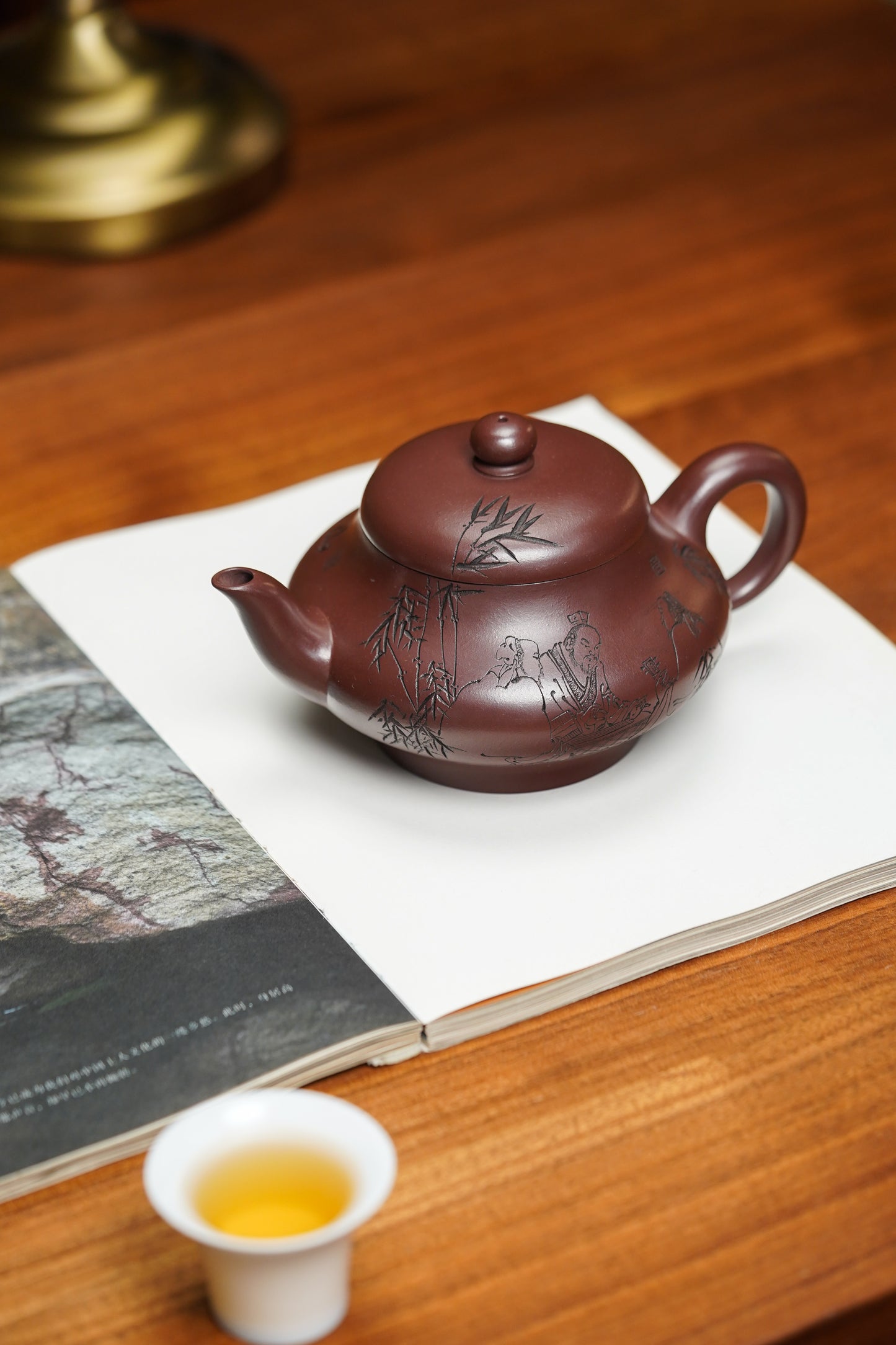 紫砂泰斗顾景舟传承·双国大师匠心之作【扁灯壶】原矿优质老紫泥 450cc