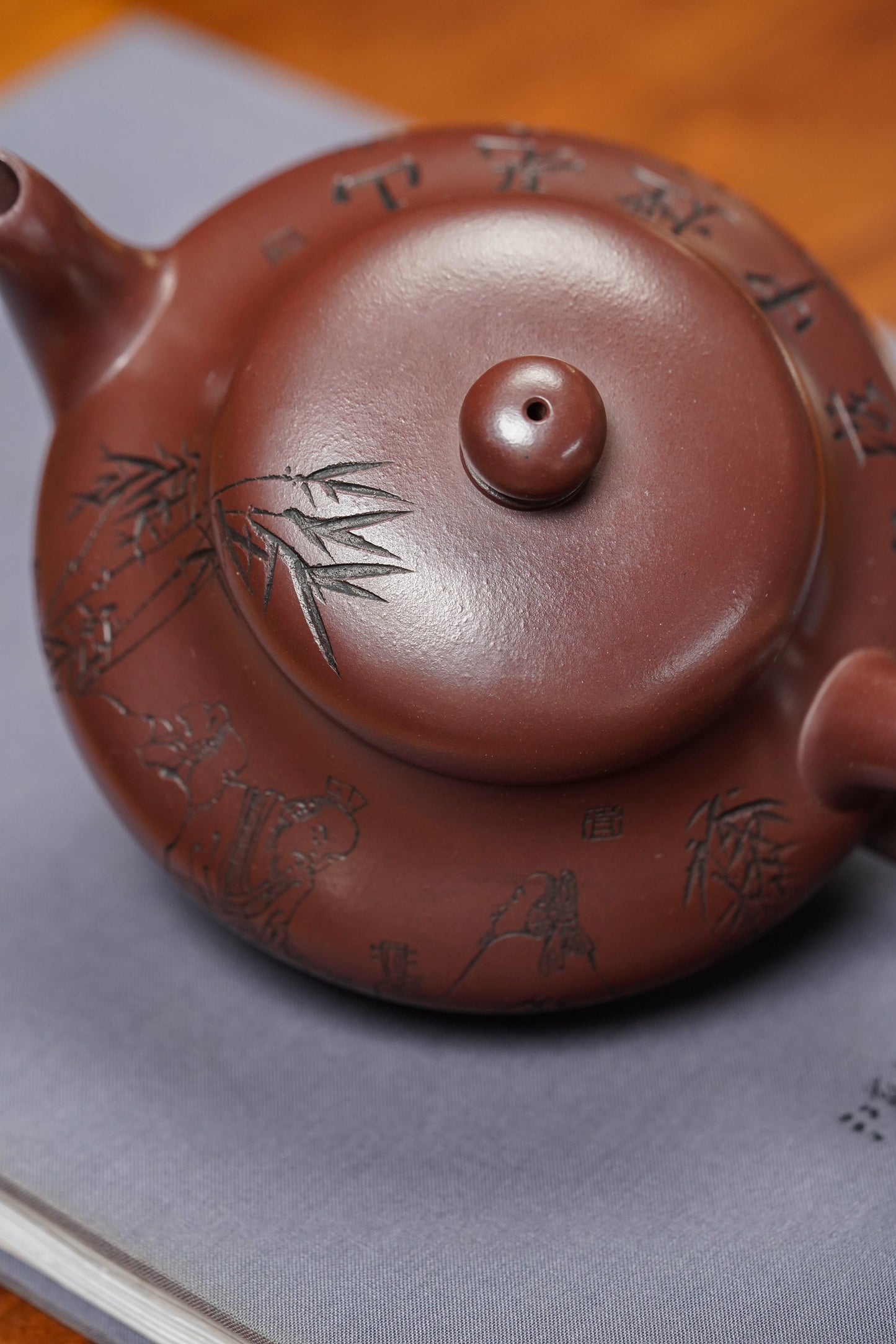 紫砂泰斗顾景舟传承·双国大师匠心之作【扁灯壶】原矿优质老紫泥 450cc