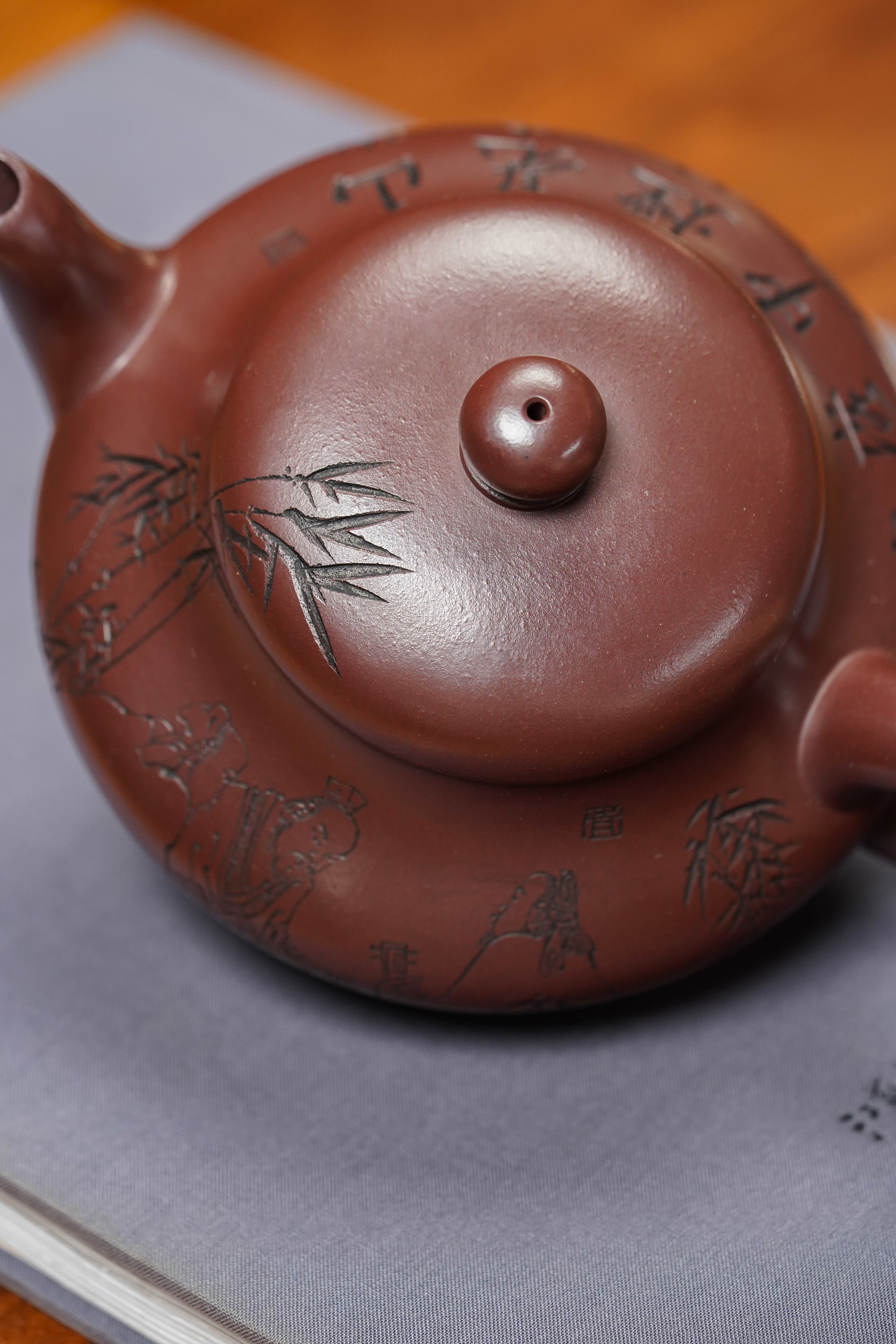 紫砂泰斗顾景舟传承·双国大师匠心之作【扁灯壶】原矿优质老紫泥 450cc