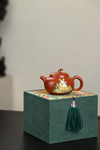『茄瓜』 极品皱皮朱泥·容量180cc·9孔出水·王老师（国家级工艺美术师）