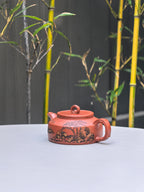 紫砂界彩刻山水标杆·李峰大师｜恭王府馆藏臻品《节节高升壶》原矿优质底槽清·260cc