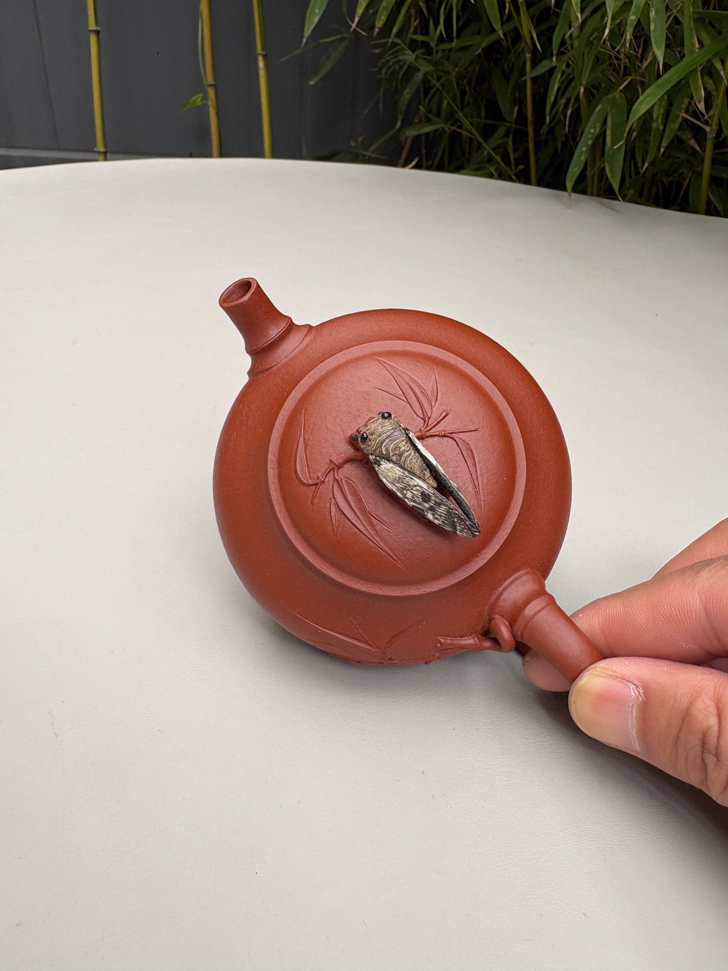 陈真藏品·真工妙造 紫砂界原创仿生花器佼佼者·巅峰之作《竹逸壶》原矿极品朱泥·180cc