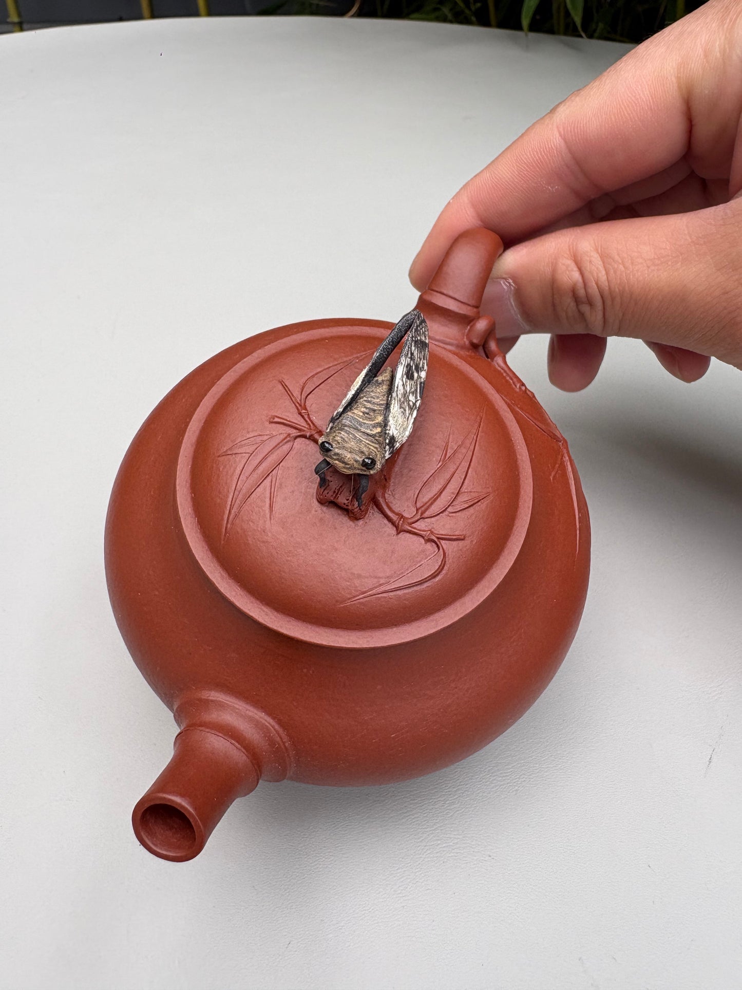 陈真藏品·真工妙造 紫砂界原创仿生花器佼佼者·巅峰之作《竹逸壶》原矿极品朱泥·180cc