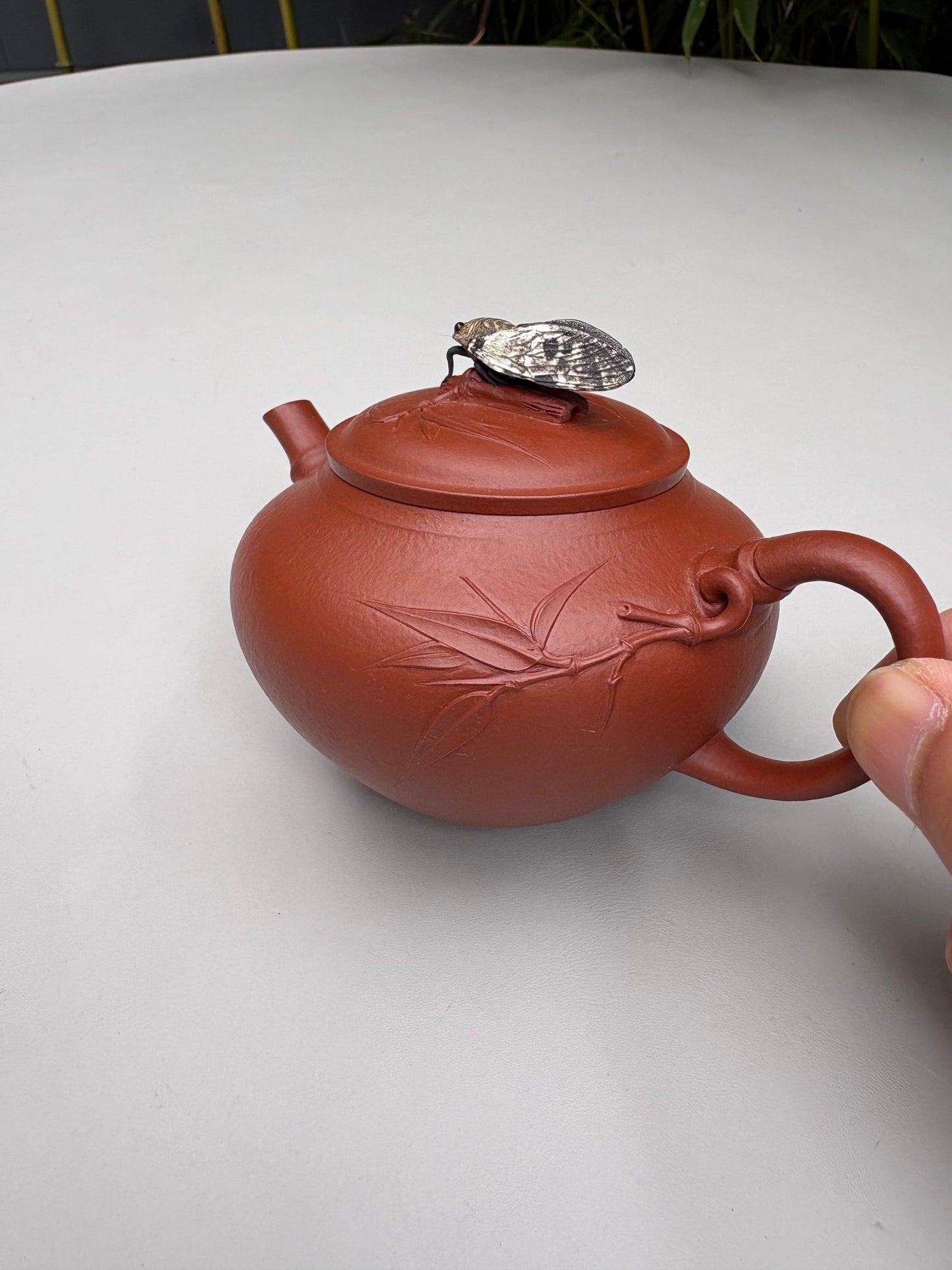 陈真藏品·真工妙造 紫砂界原创仿生花器佼佼者·巅峰之作《竹逸壶》原矿极品朱泥·180cc