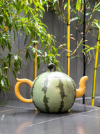 范泽锋大师高徒·省大师邱爽紫砂潜力重器【大西瓜壶】原矿优质黄金段泥粉浆·1750cc
