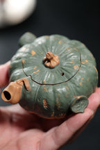 南瓜手抓壶 ｜【传统手制·仿生器·内胎降坡泥壶身粉浆绿泥·170cc 民间实力派】