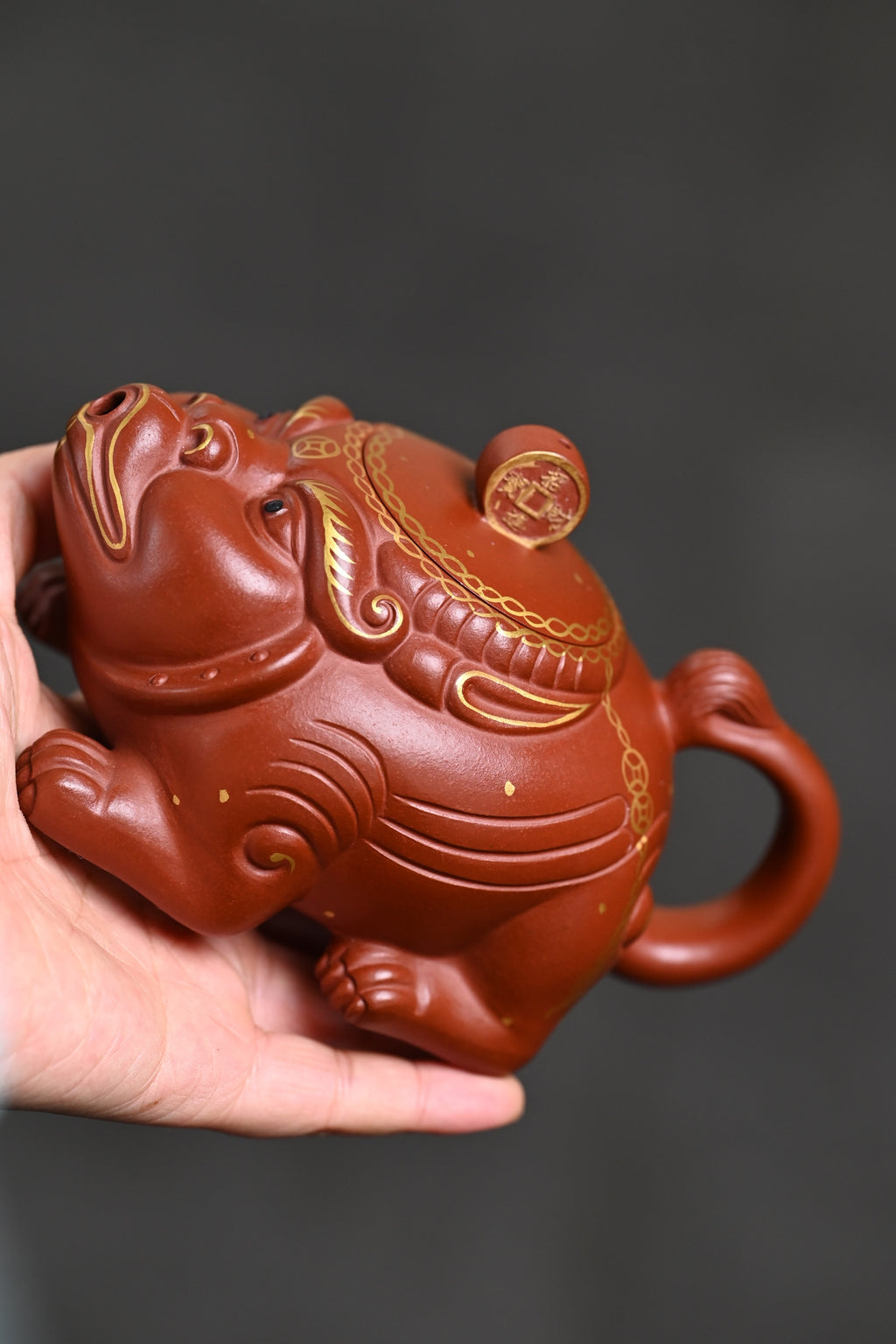 双研高 『招财进宝』 底槽清·容量200cc·独孔出水·王岳龄·国家级正高级工艺美术师