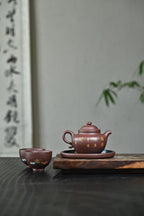 莲子（清闲）260cc 紫泥/艾越巍 泥绘清乐图，寓意聚福纳财，诸事顺遂