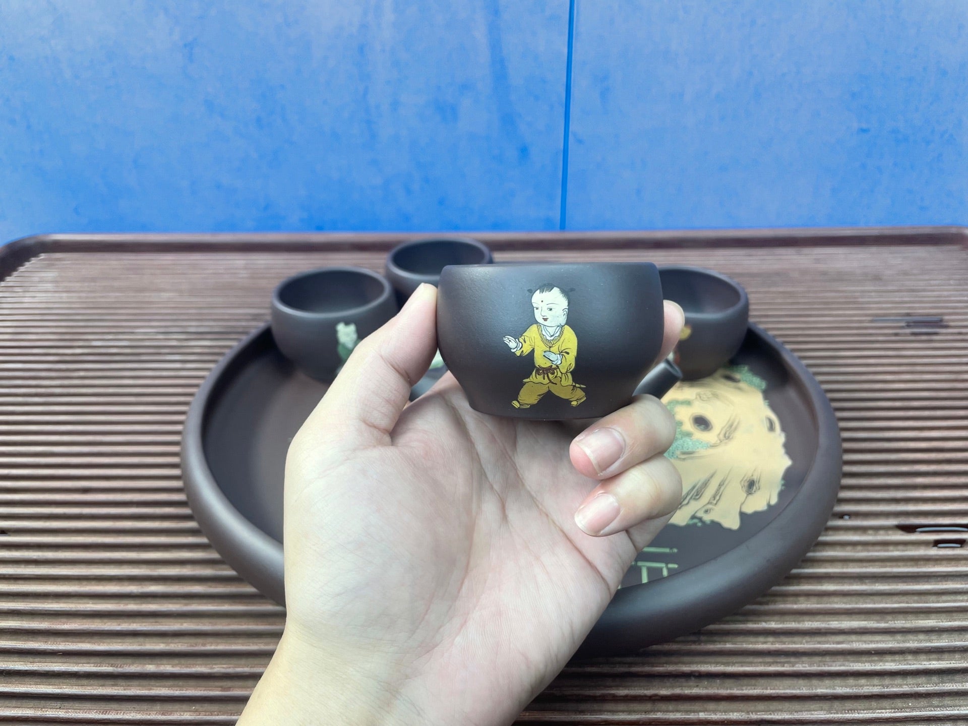 《子冶石瓢套壶：品质之选 限时特惠》 送礼套装【子冶石瓢六件套（泥绘：童趣图）】
