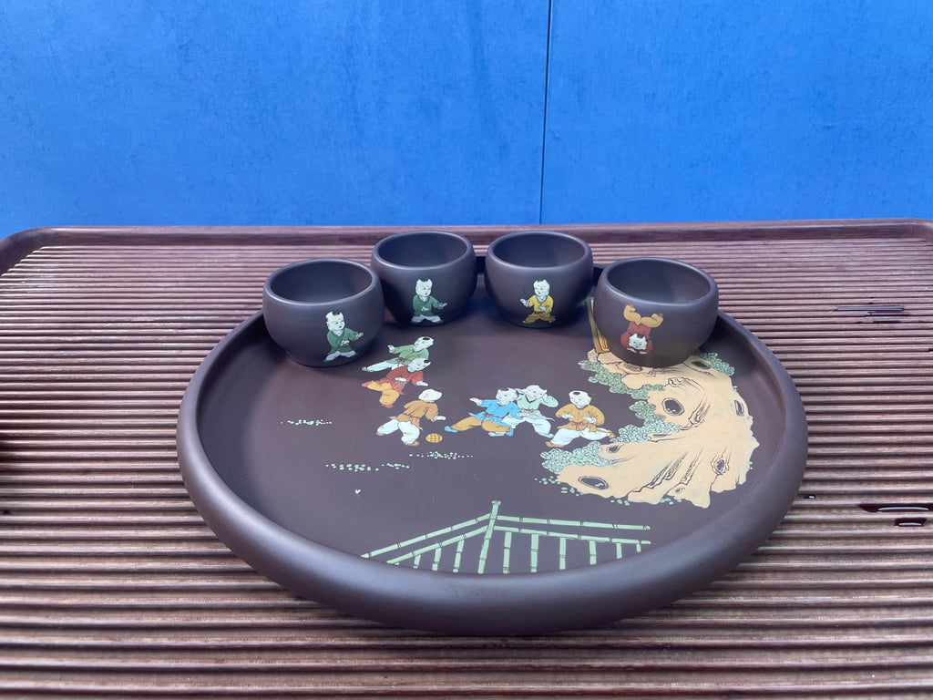 《子冶石瓢套壶：品质之选 限时特惠》 送礼套装【子冶石瓢六件套（泥绘：童趣图）】