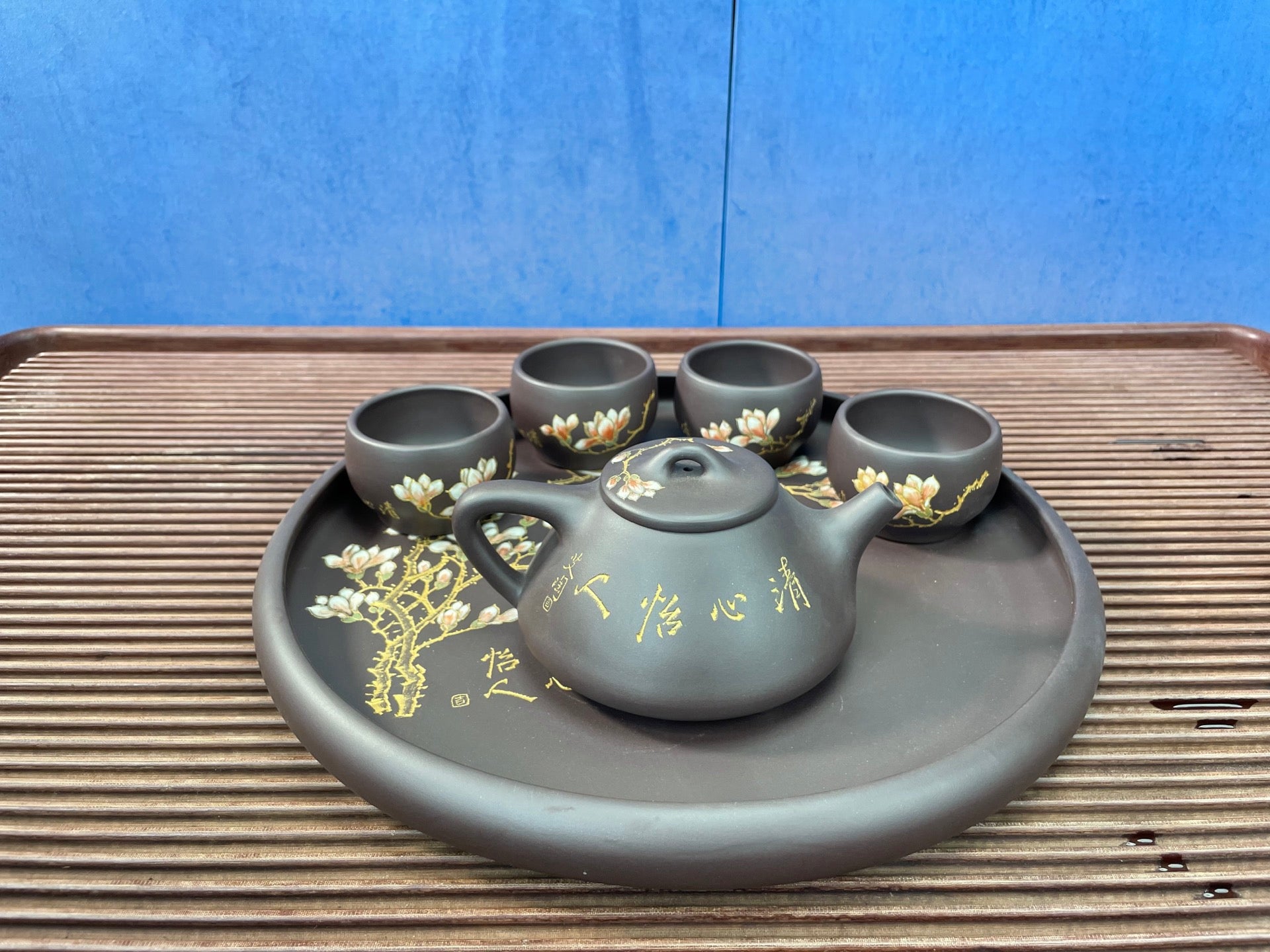 【子冶石瓢六件套（泥绘：清心怡人）】全手工泥绘，匠心凝聚，艺术传承