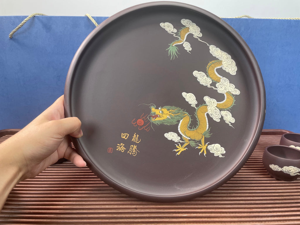 【石瓢六件套（泥绘：龙腾四海）】全手工泥绘，匠心凝聚，艺术传承