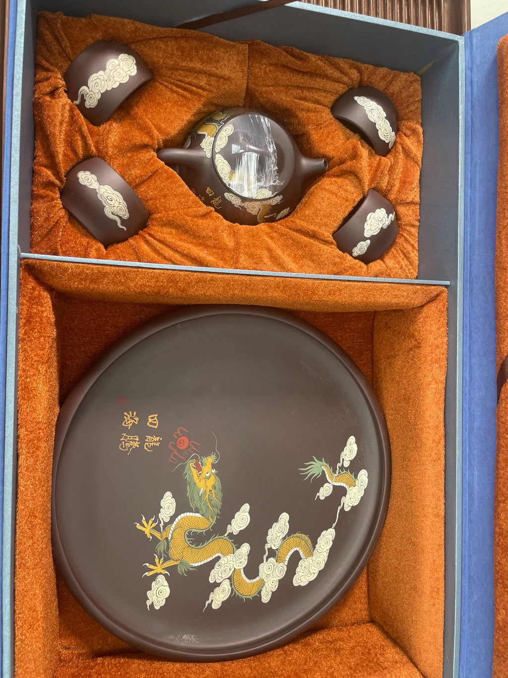 【石瓢六件套（泥绘：龙腾四海）】全手工泥绘，匠心凝聚，艺术传承