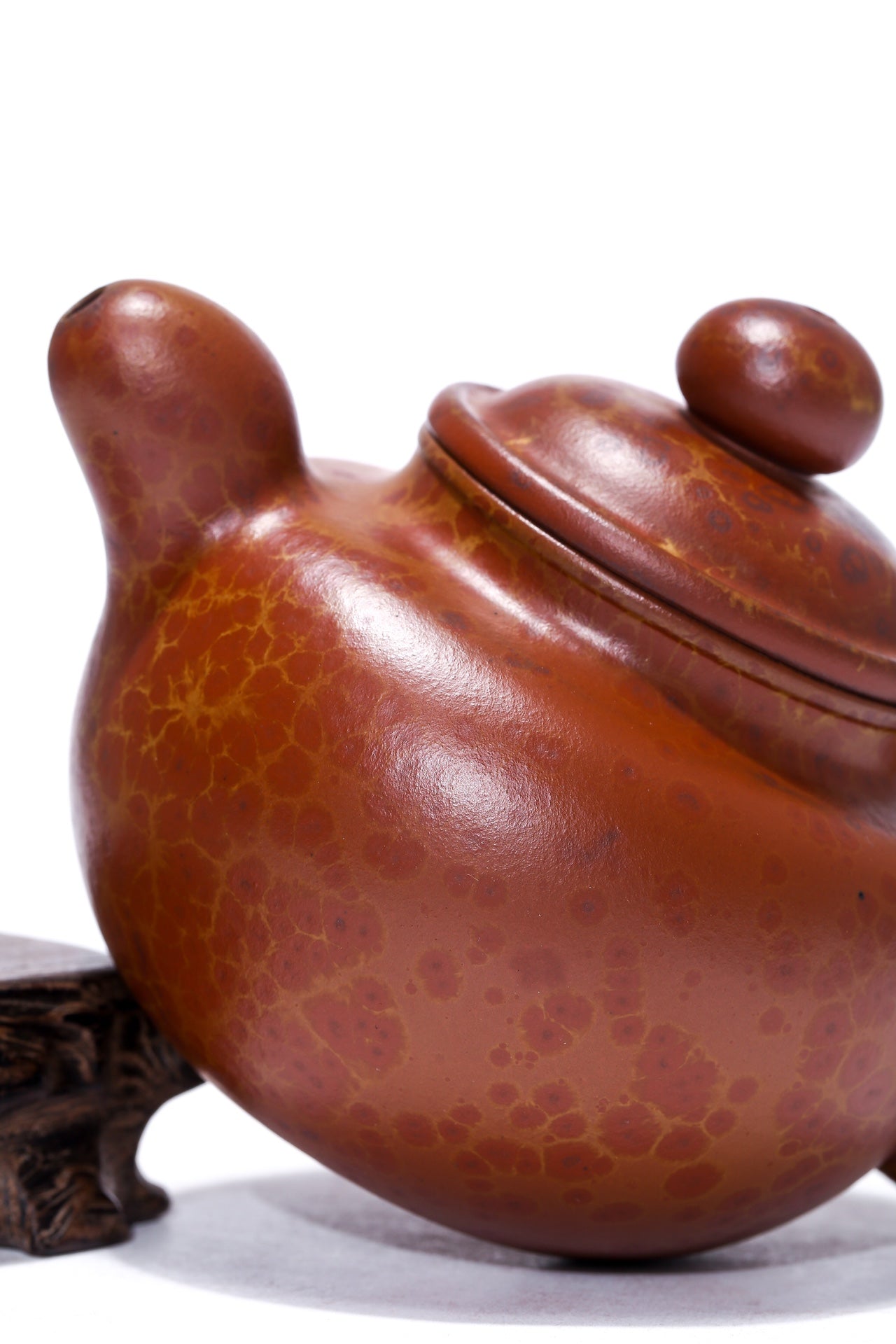 火山玉影绞泥创始人·张娟巅峰臻品《道红莲子壶》火山玉影绞泥·珍稀原矿糅合·320cc