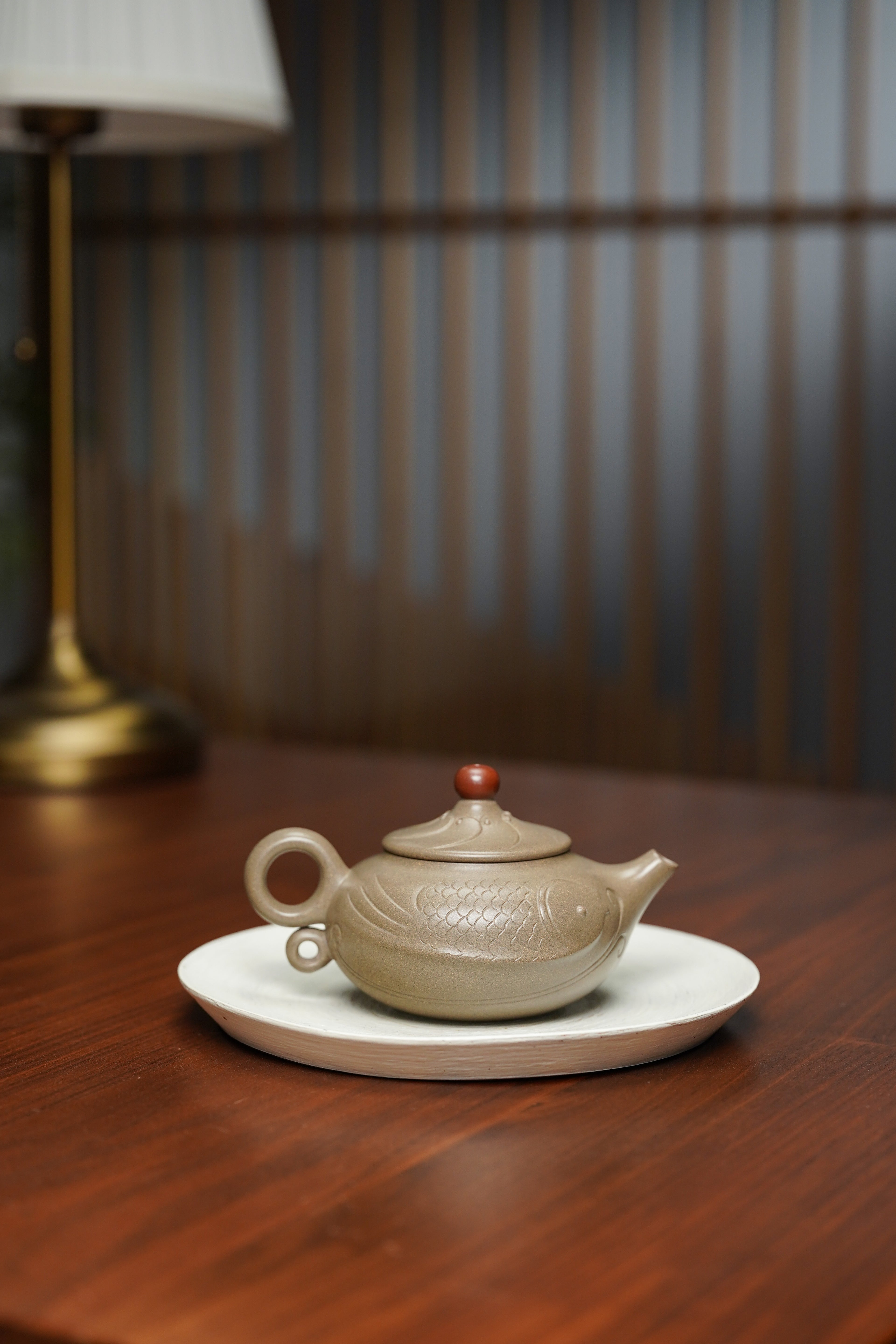 范泽锋大师高徒·省大师邱爽紫砂潜力重器【年年有余壶】原矿优质蟹壳青段·220cc