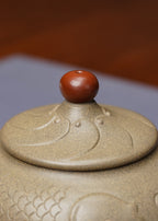 范泽锋大师高徒·省大师邱爽紫砂潜力重器【年年有余壶】原矿优质蟹壳青段·220cc